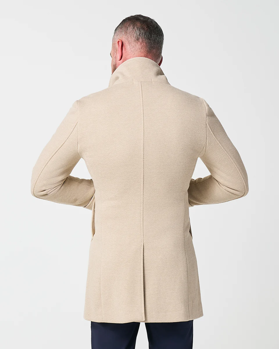 3 Button Overcoat - Tan Herringbone - Image 6