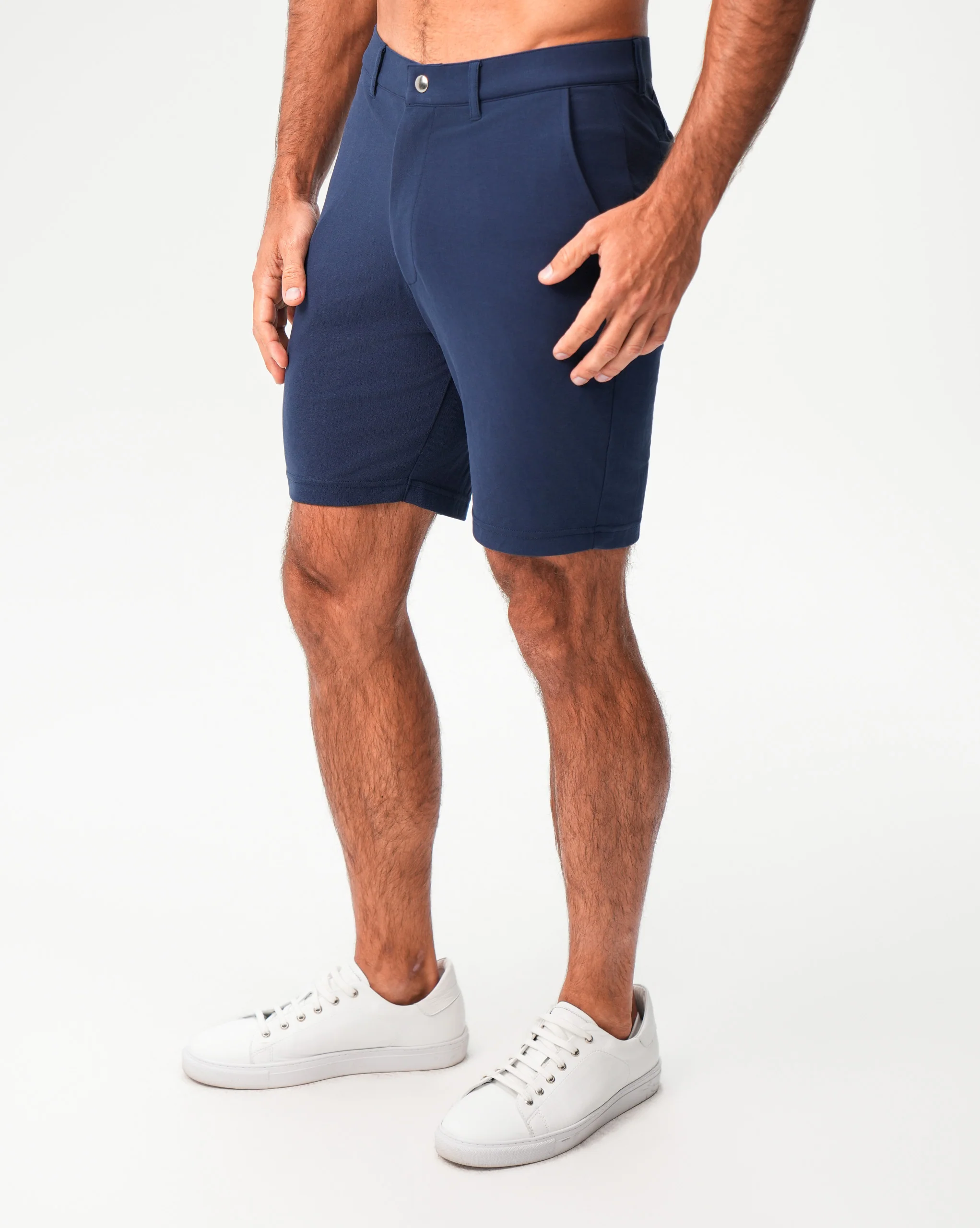 Athletic Fit Pique Shorts - Navy - Image 5