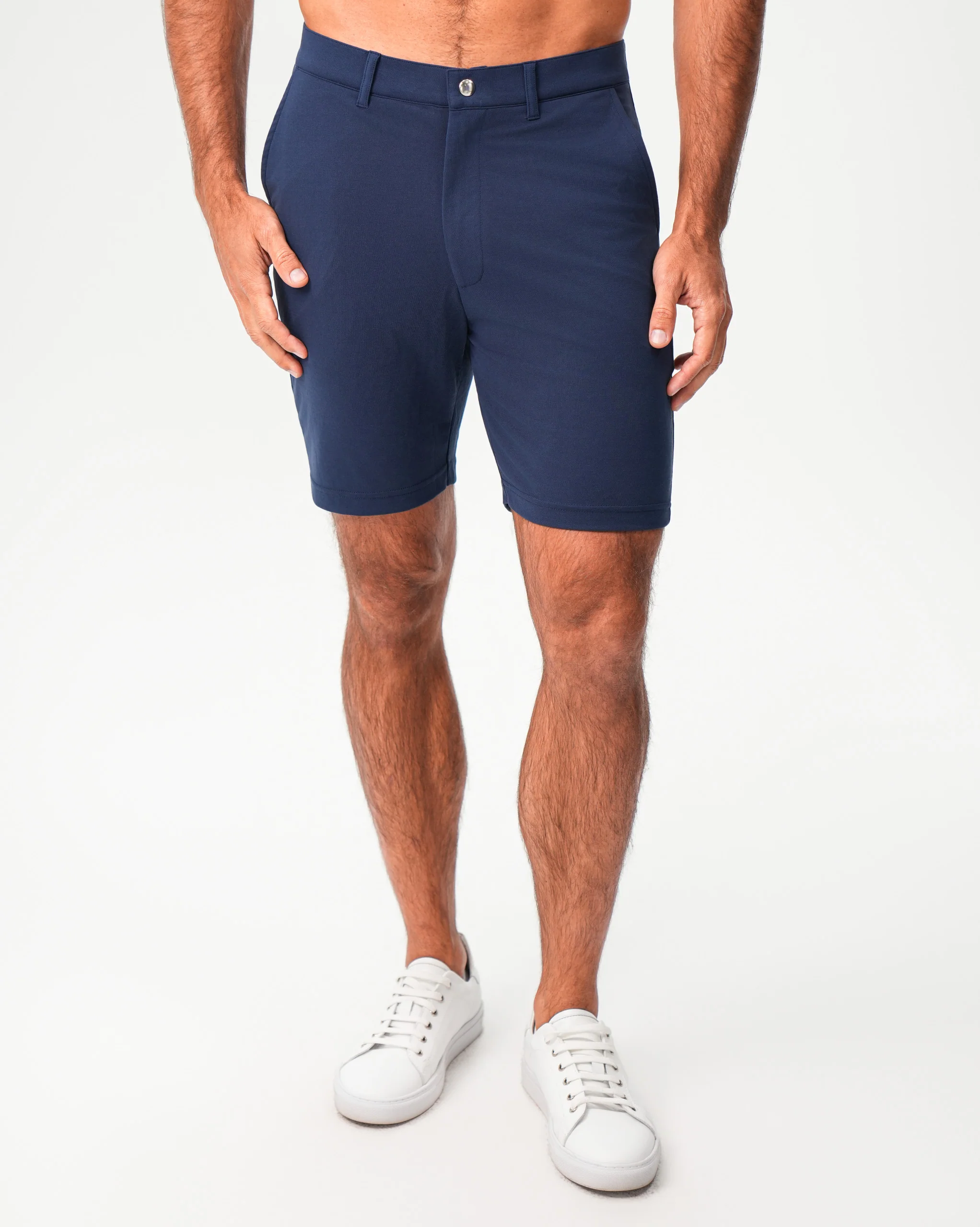 Athletic Fit Pique Shorts - Navy - Image 6