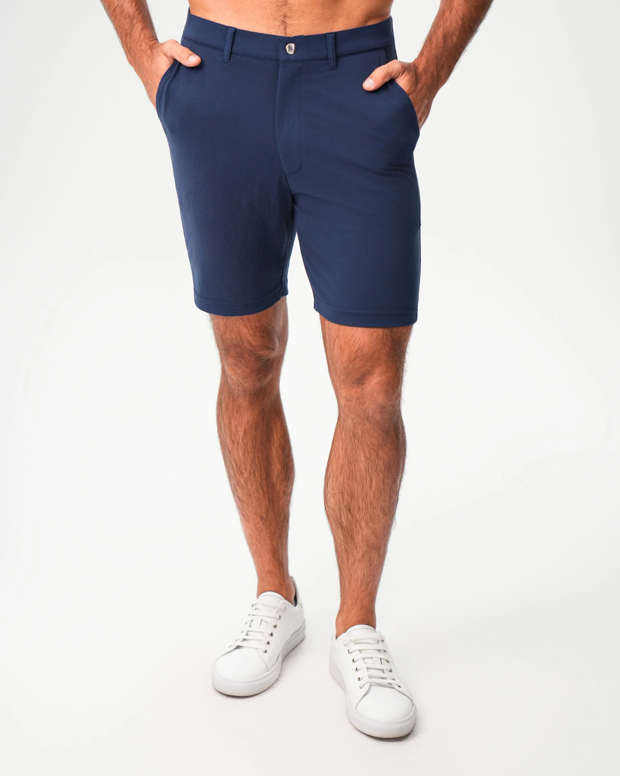 Athletic Fit Pique Shorts - Navy - Image 7