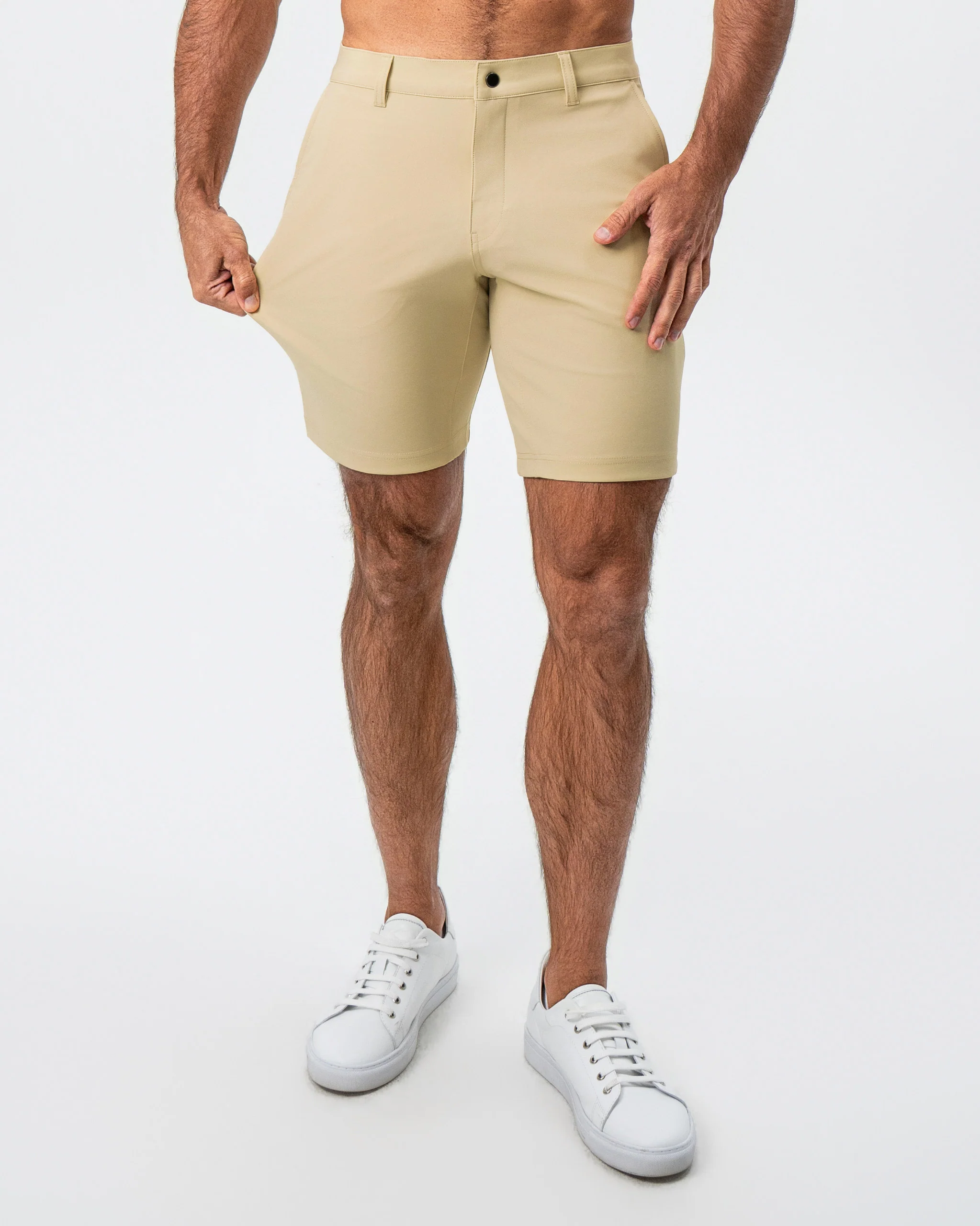 Athletic Fit Shorts - Mid Khaki - Image 2