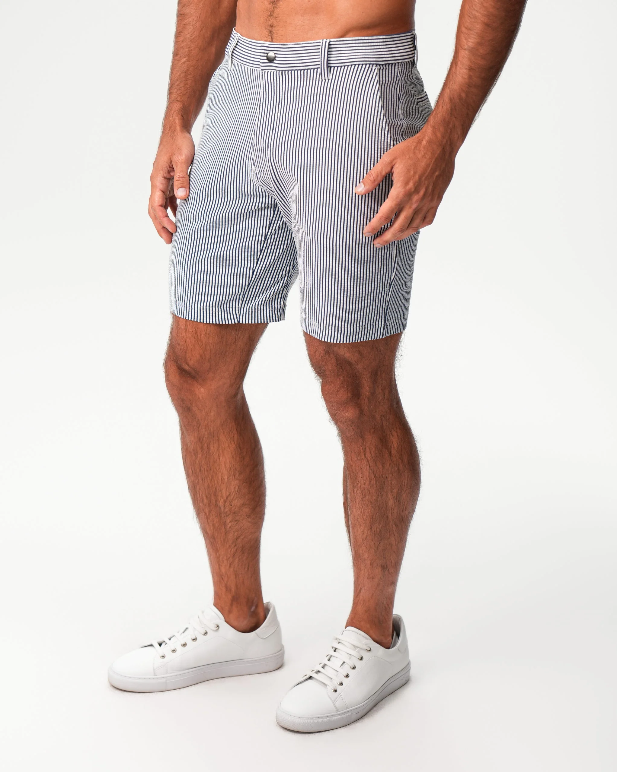 Athletic Fit Shorts - Navy & White Seersucker - Image 4