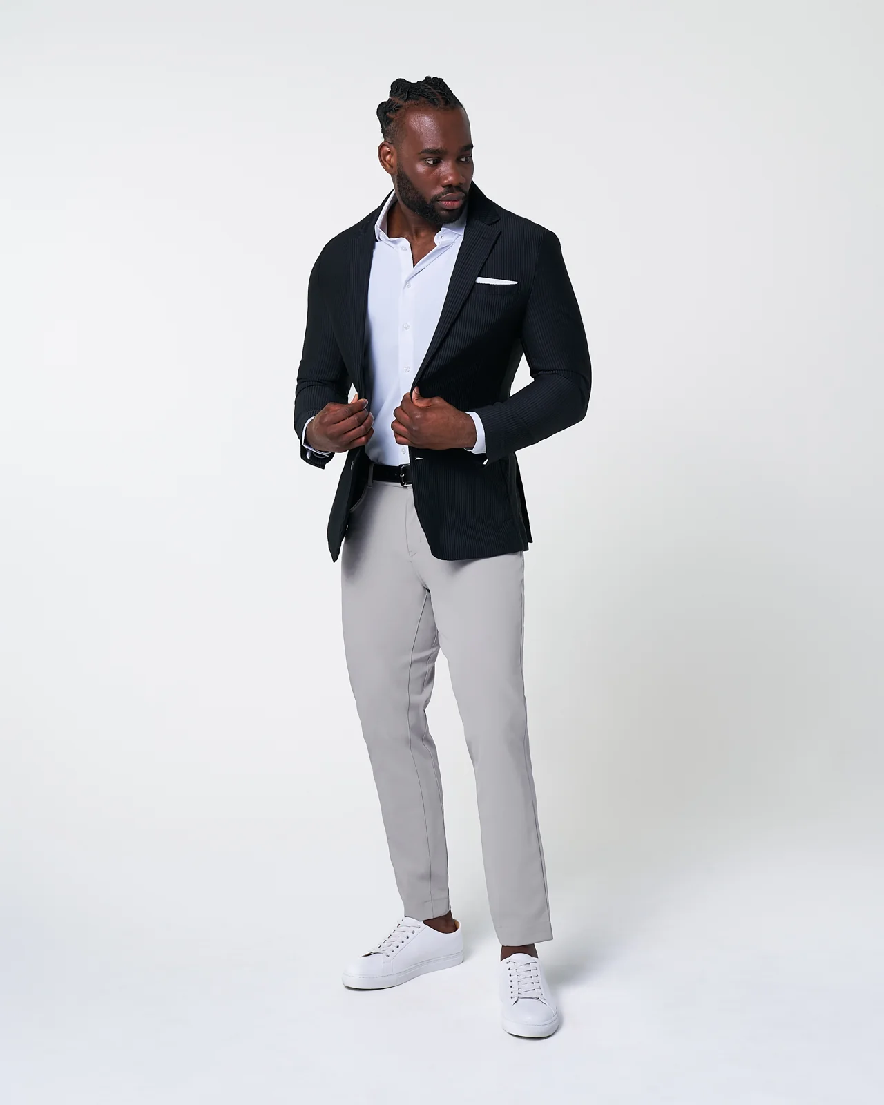Athletic Fit Stretch Blazer - Black Seersucker - Image 4