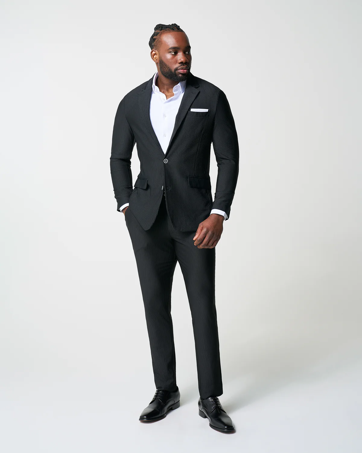 Athletic Fit Stretch Blazer - Black Seersucker - Image 6