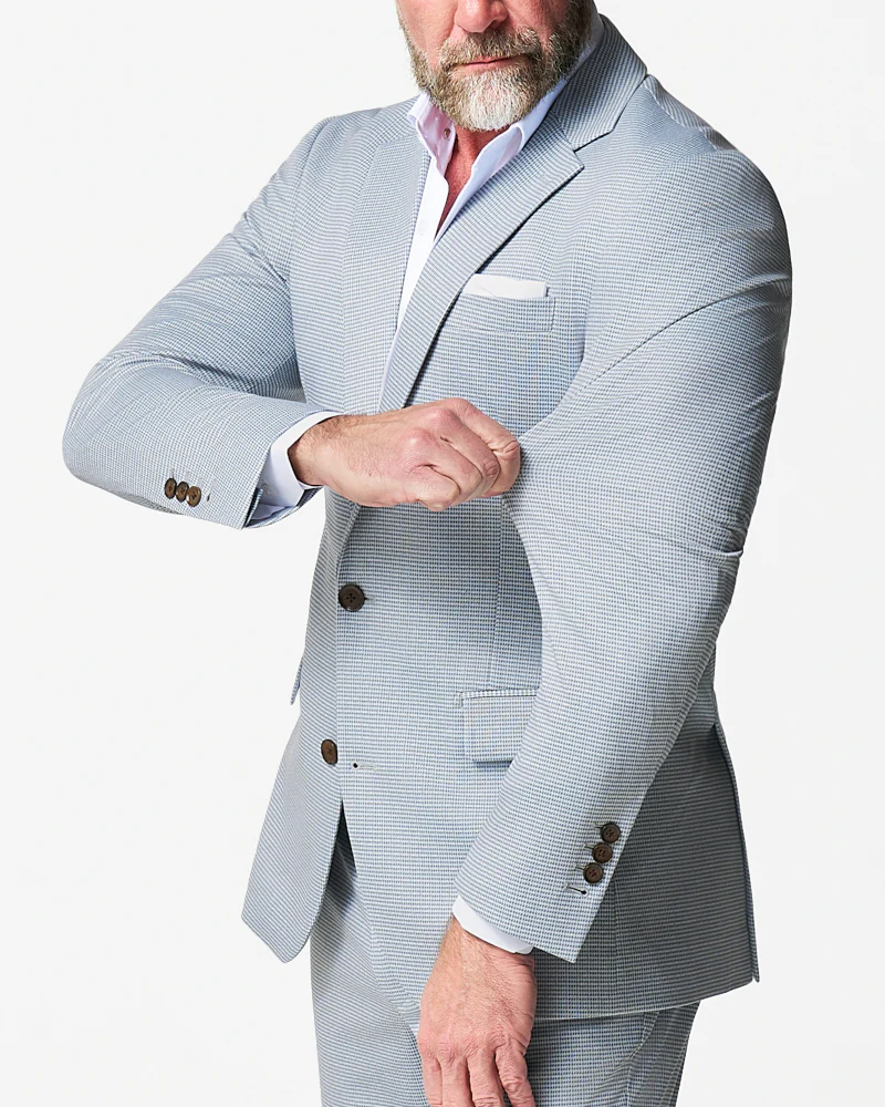 Athletic Fit Stretch Blazer - Grey Houndstooth Microcheck - Image 2