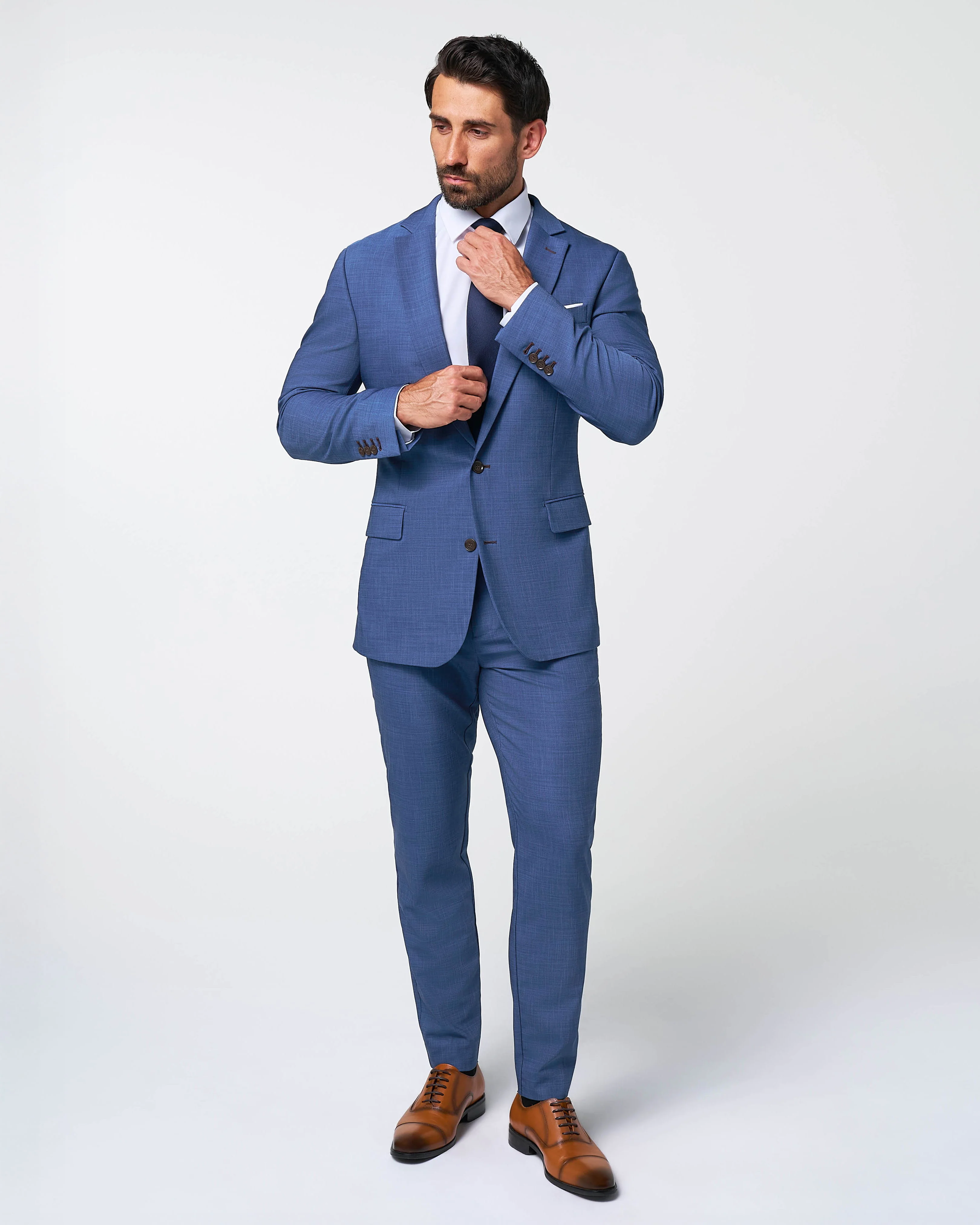 Athletic Fit Stretch Blazer - Heathered Blue - Image 6