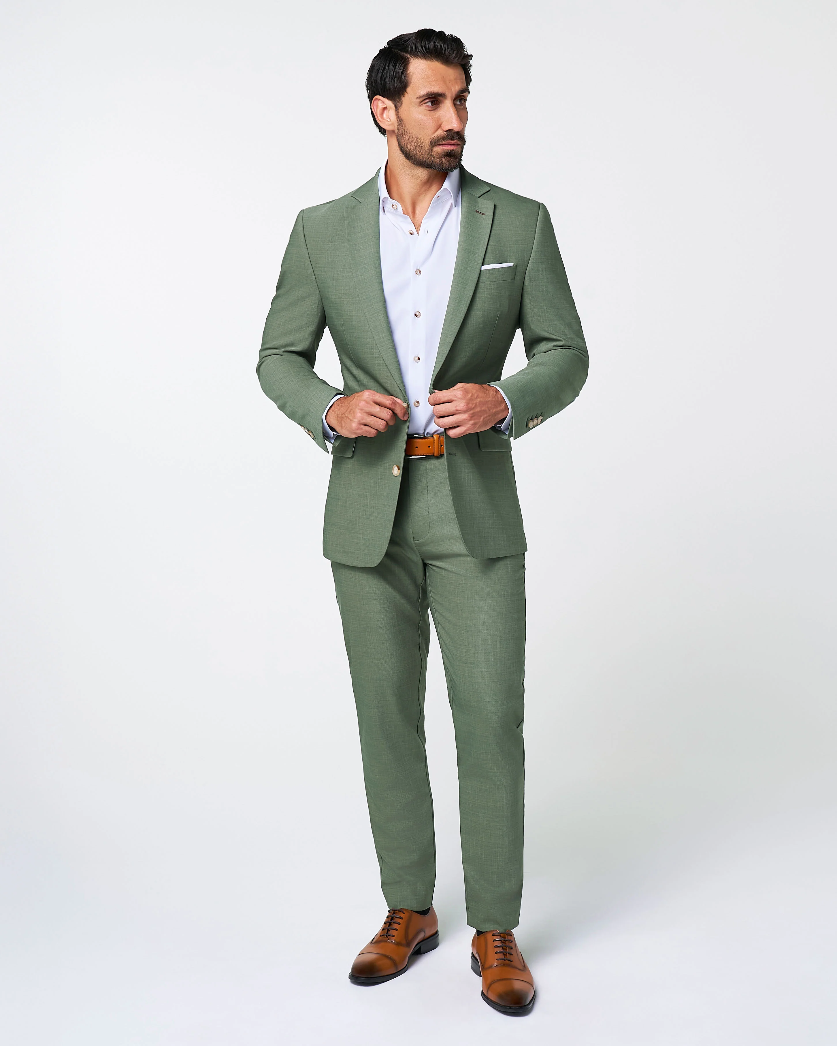 Athletic Fit Stretch Blazer - Heathered Forest Green - Image 3