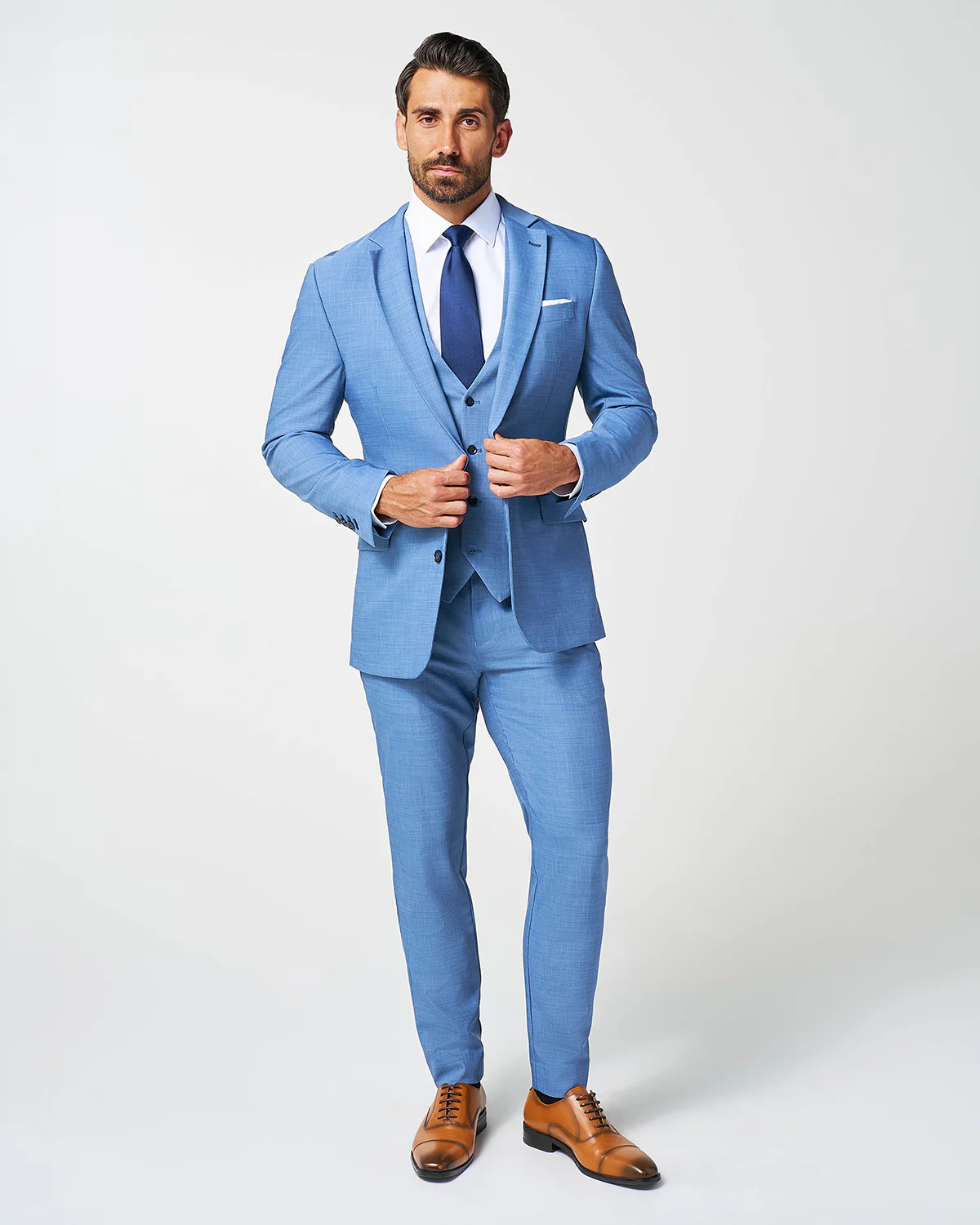 Athletic Fit Stretch Blazer - Heathered Light Blue - Image 8