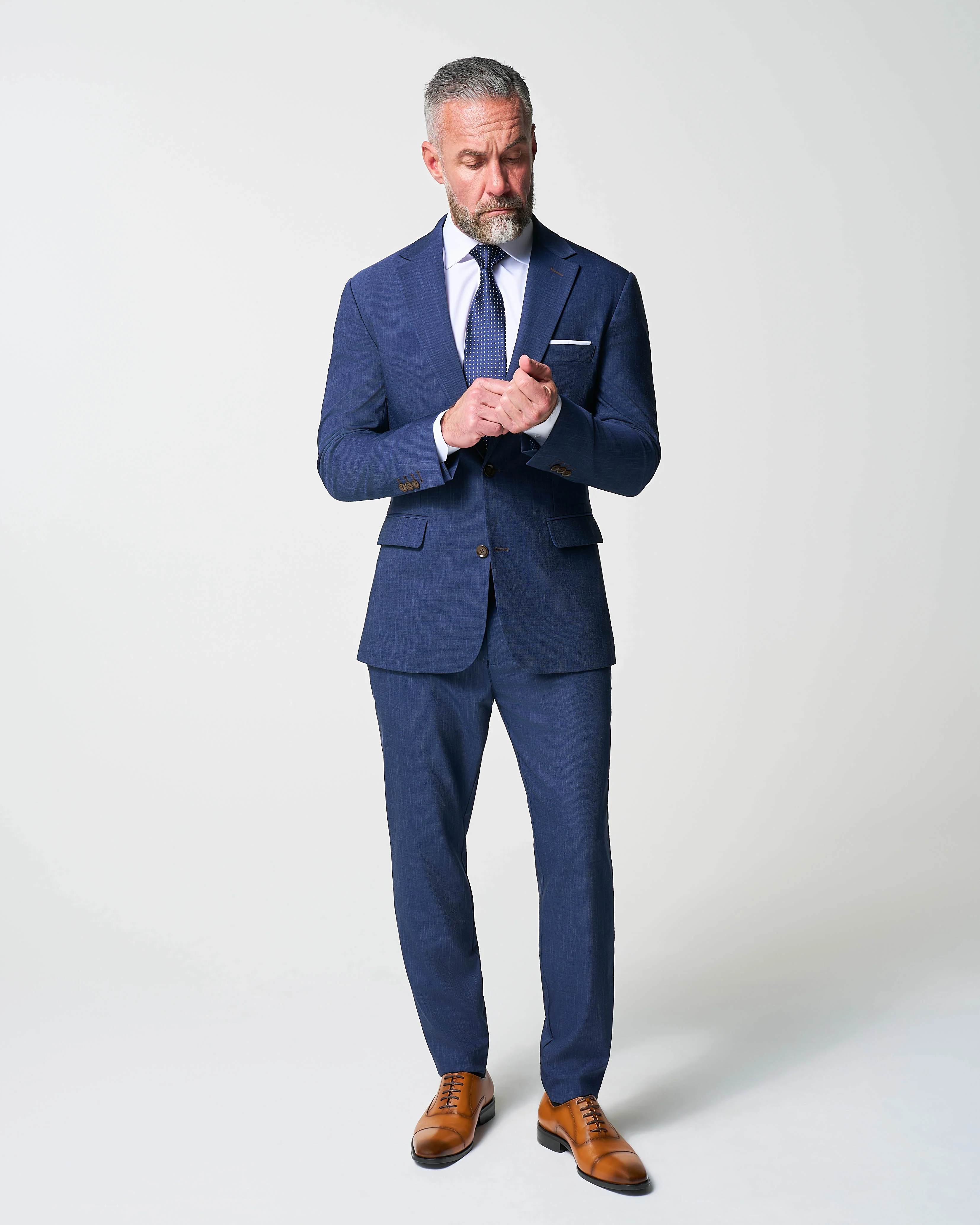Athletic Fit Stretch Blazer - Heathered Navy - Image 5