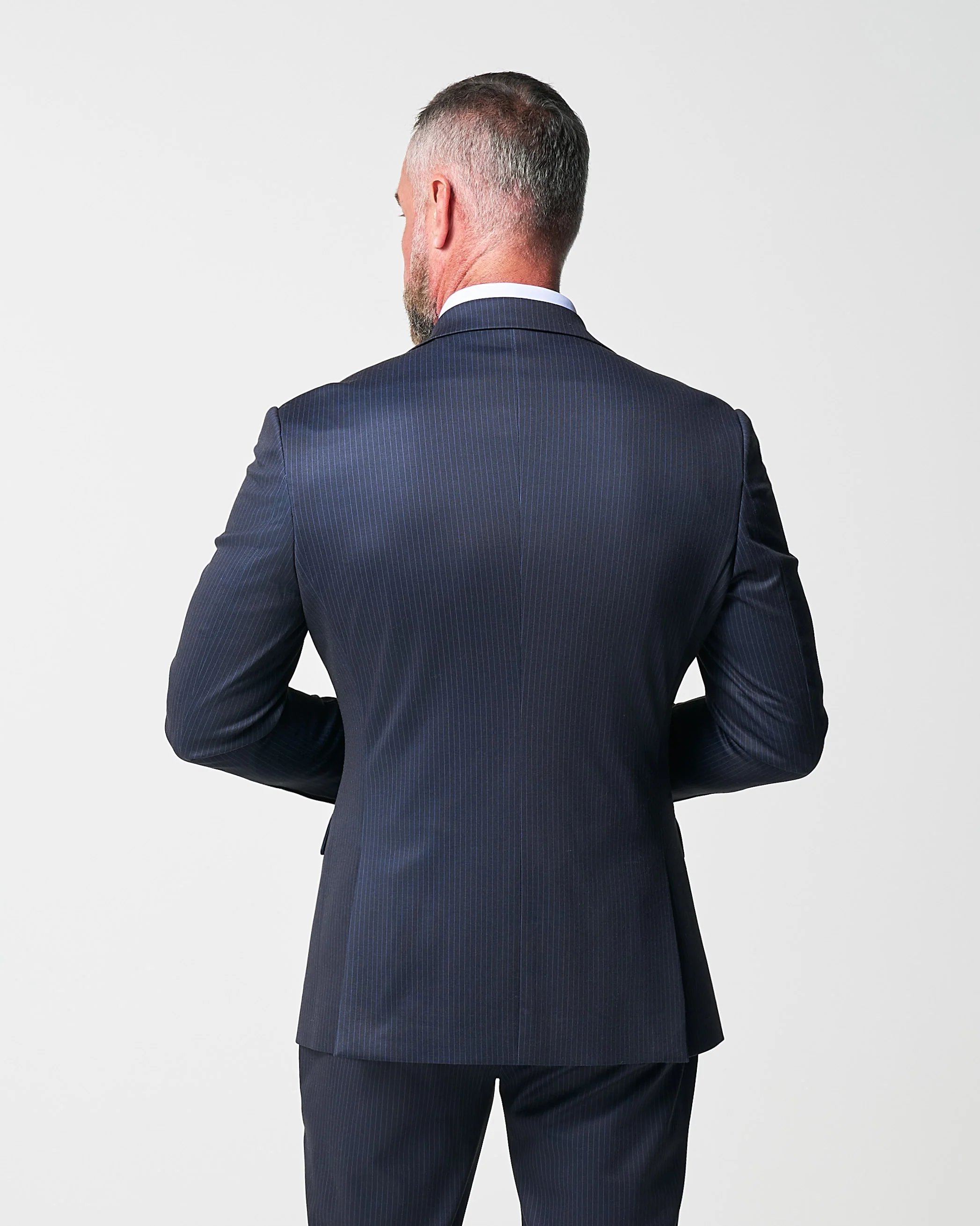 Athletic Fit Stretch Blazer - Knit Blue Chalk Stripe - Image 4
