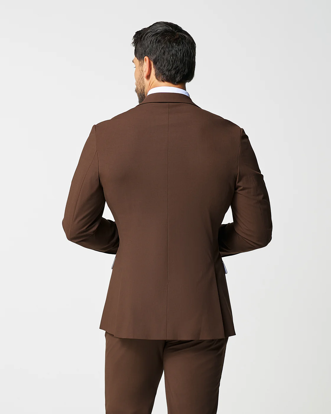 Athletic Fit Stretch Blazer - Lightweight Heathered Chocolate - Image 4