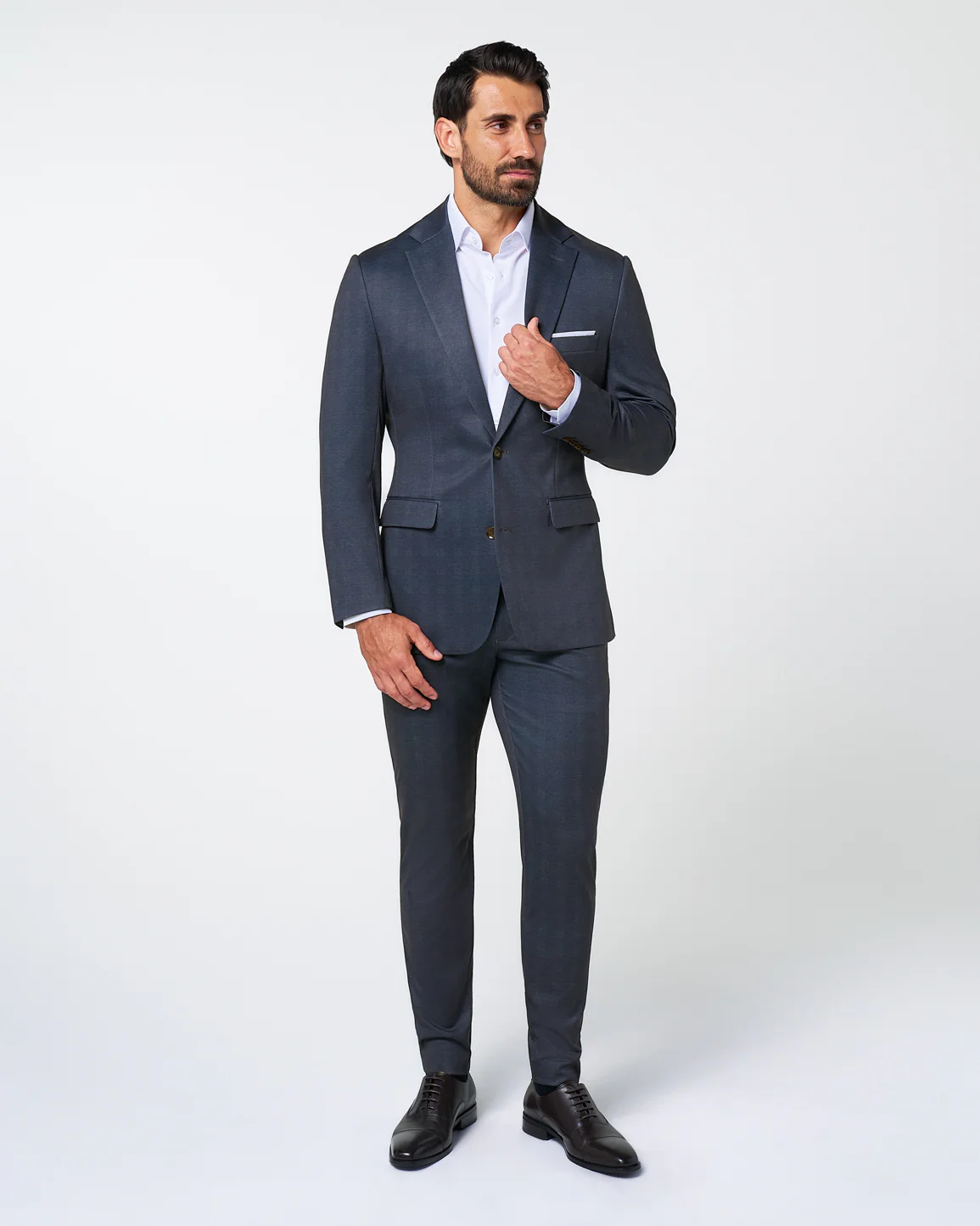 Athletic Fit Stretch Blazer - Midnight Navy Plaid - Image 3