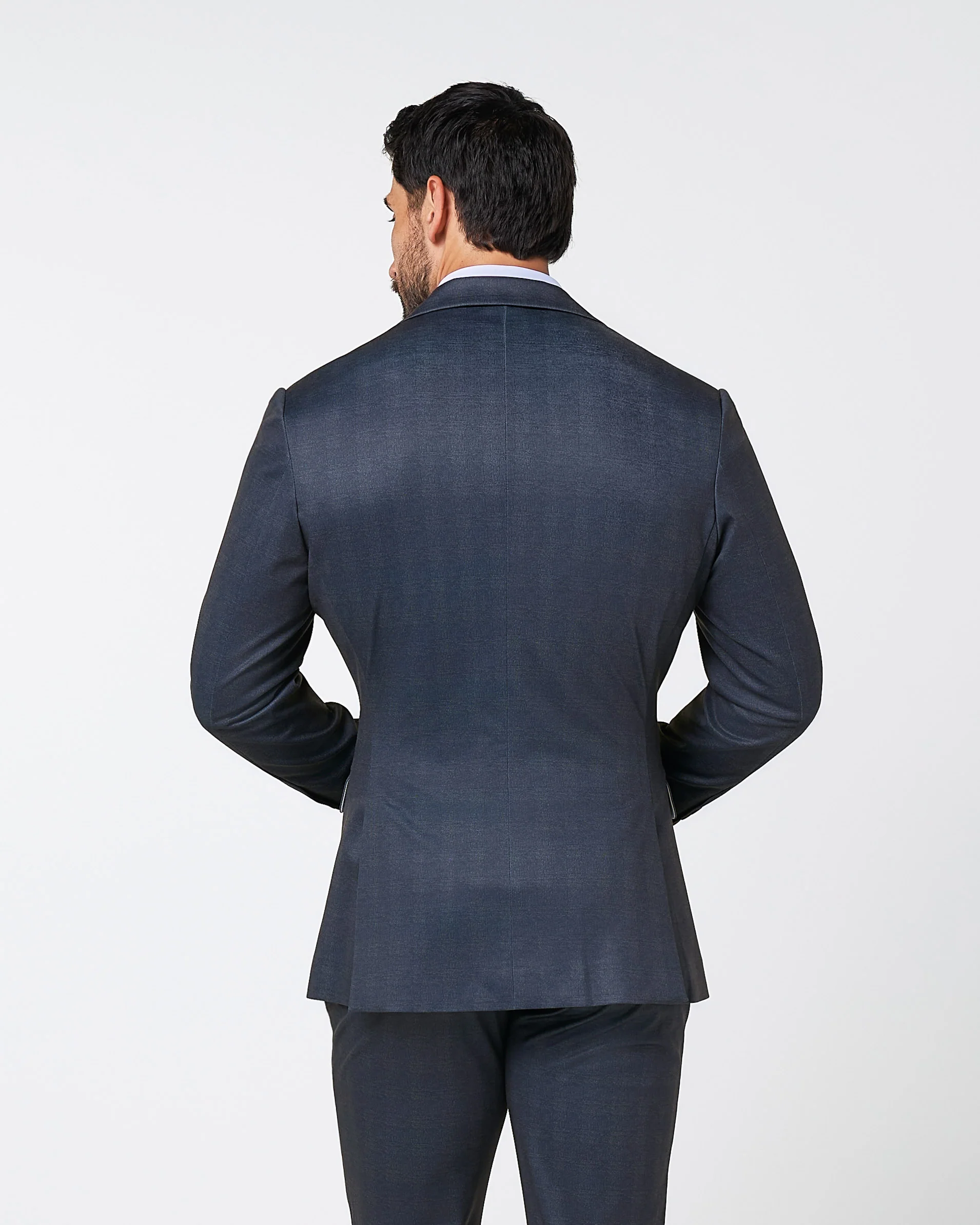 Athletic Fit Stretch Blazer - Midnight Navy Plaid - Image 4