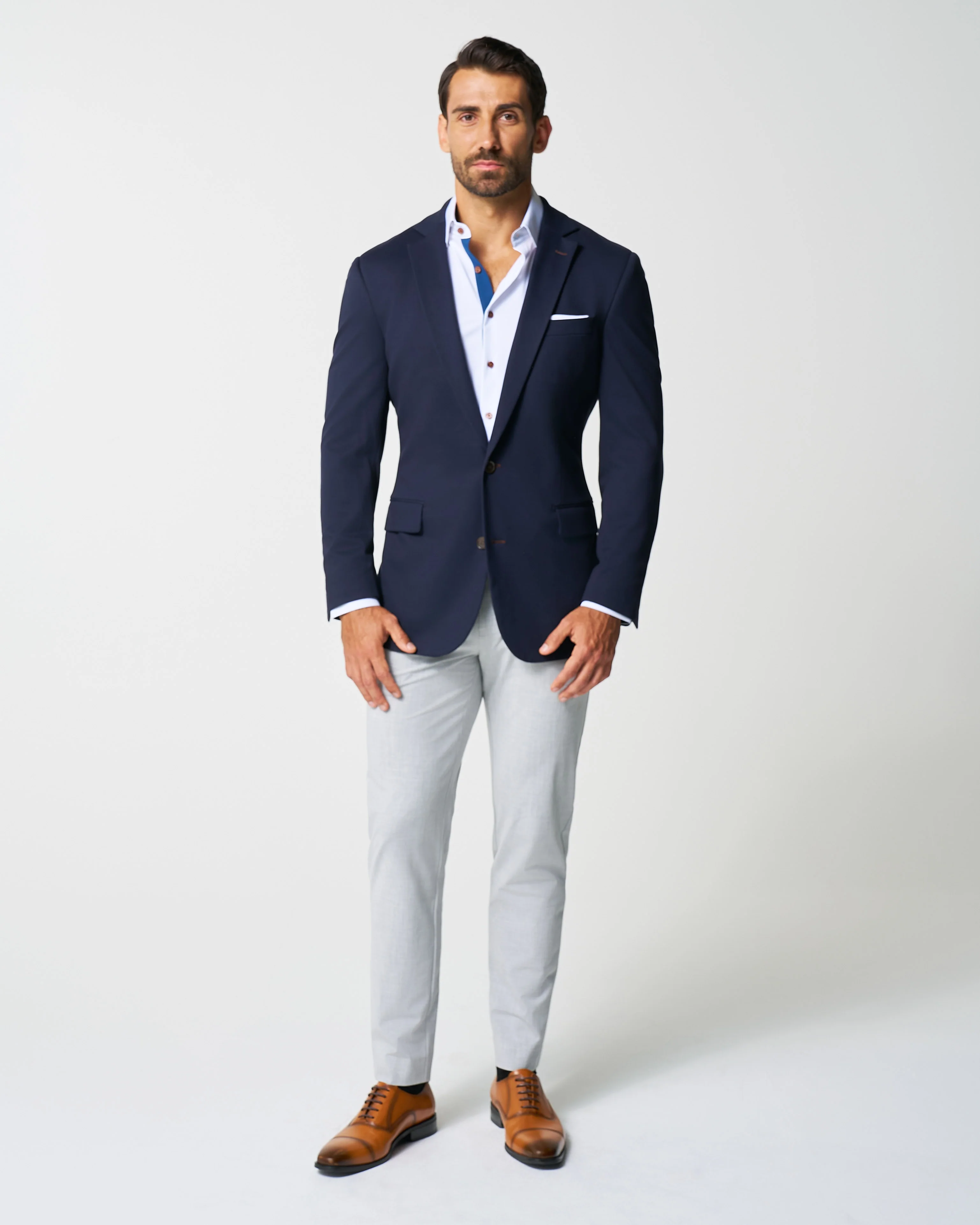 Athletic Fit Stretch Blazer - Navy - Image 5