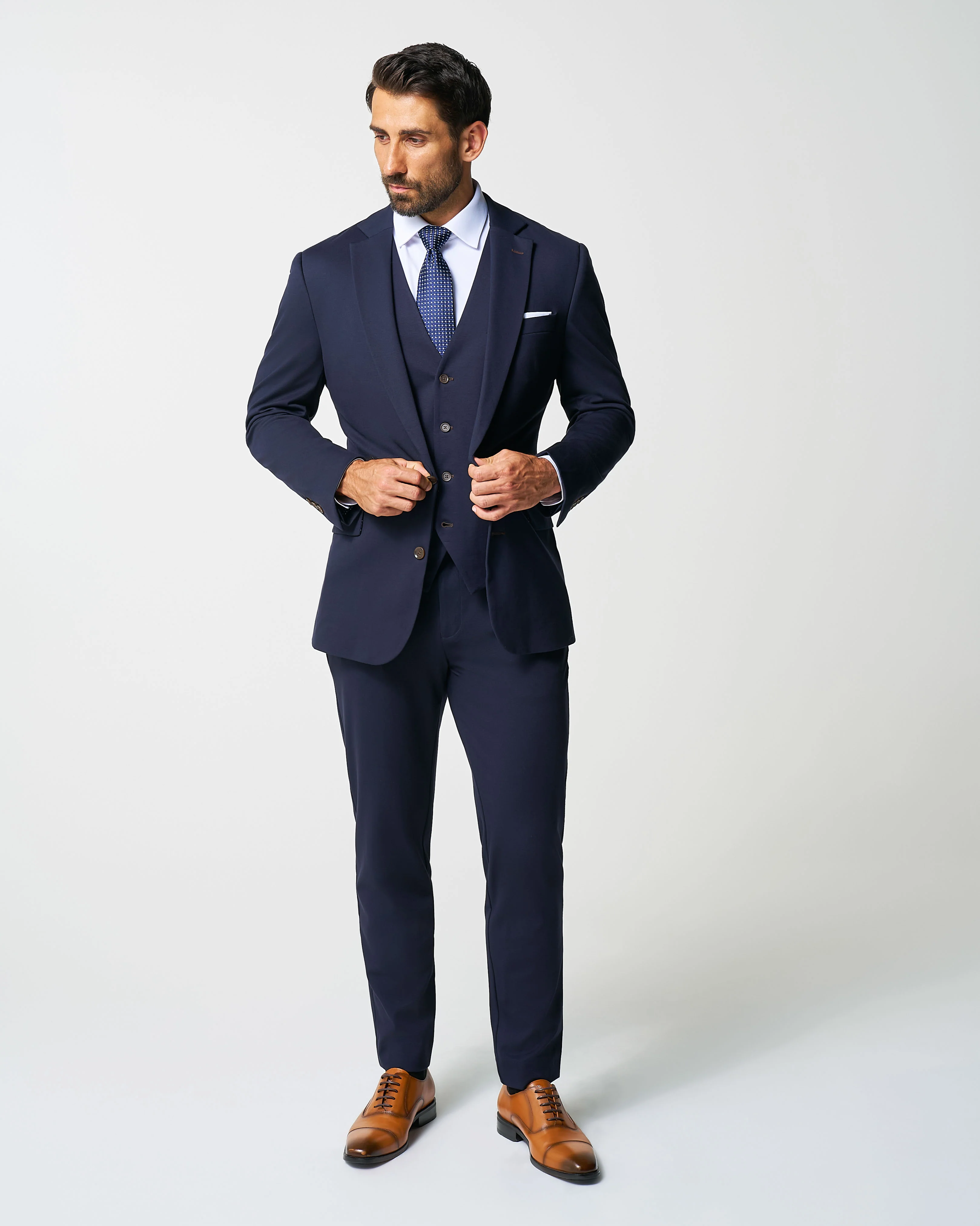 Athletic Fit Stretch Blazer - Navy - Image 8