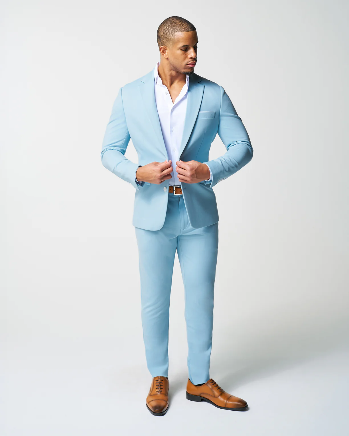 Athletic Fit Stretch Blazer - Solid Cool Blue - Image 3