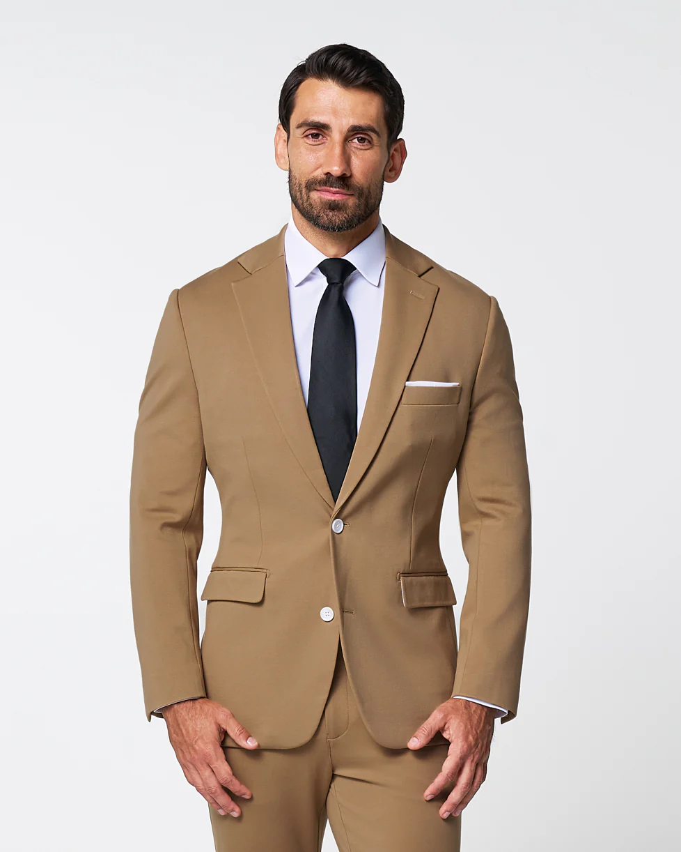 Athletic Fit Stretch Blazer - Solid Dark Tan - Image 6