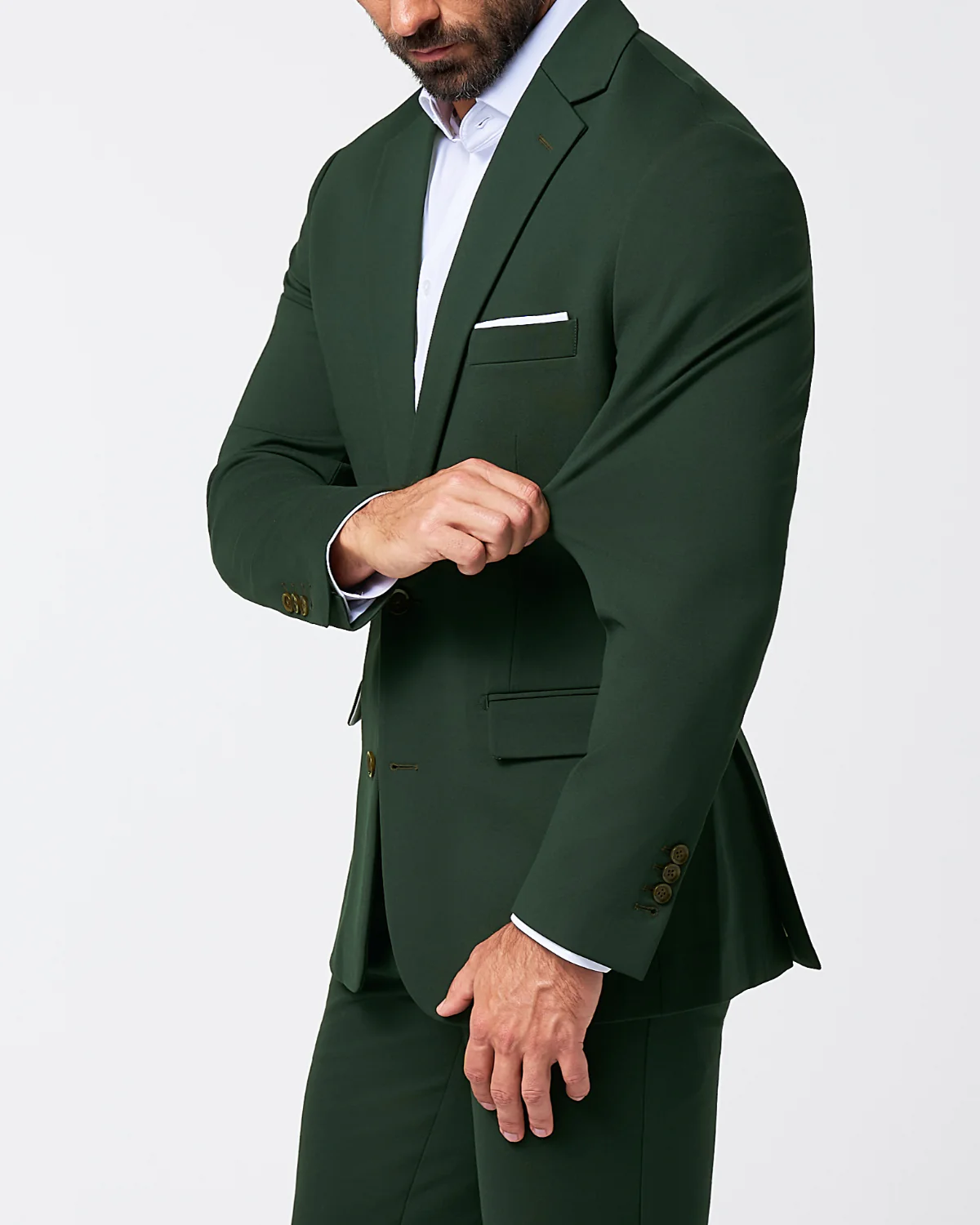 Athletic Fit Stretch Blazer - Solid Hunter Green - Image 2