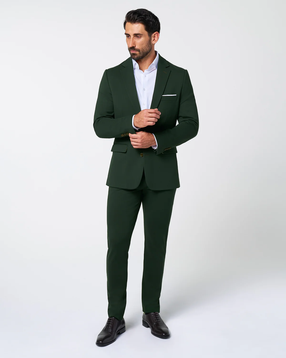Athletic Fit Stretch Blazer - Solid Hunter Green - Image 3