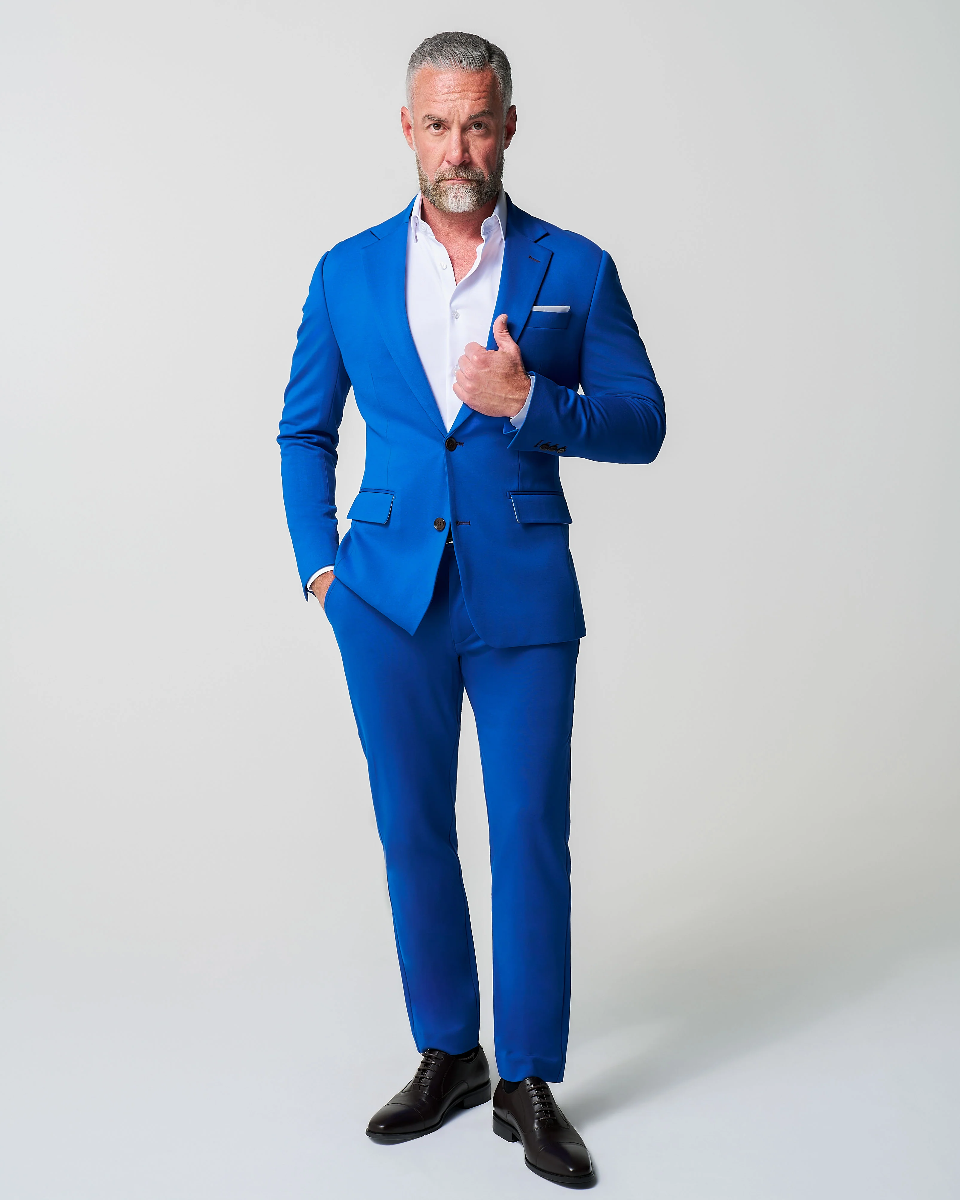 Athletic Fit Stretch Blazer - Solid Royal Blue - Image 3