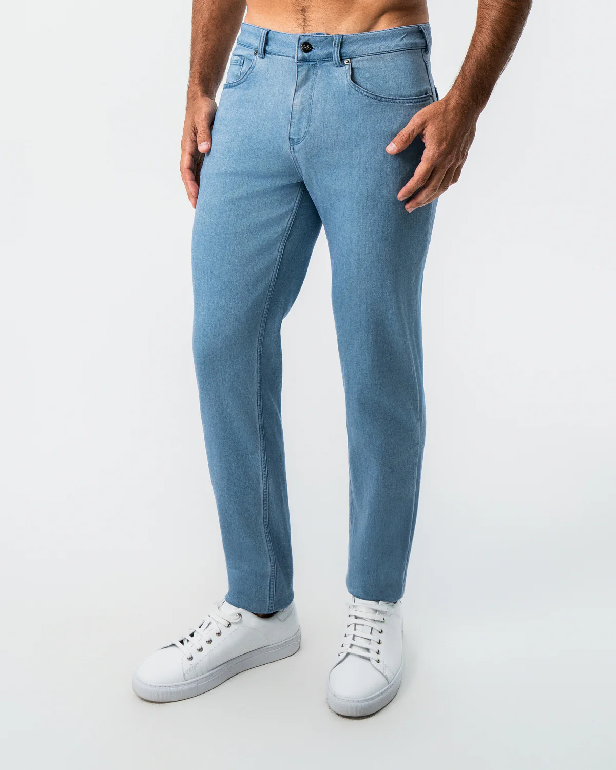Athletic Fit Stretch Jeans - Light Blue - Image 5