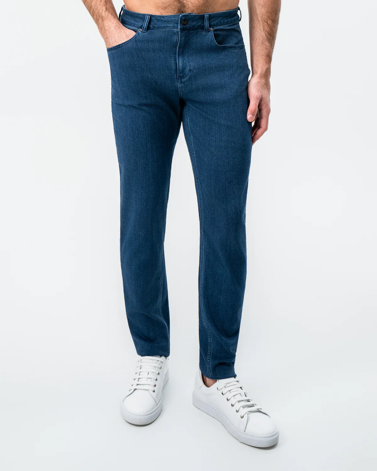 Athletic Fit Stretch Jeans - Mid Blue - Image 3
