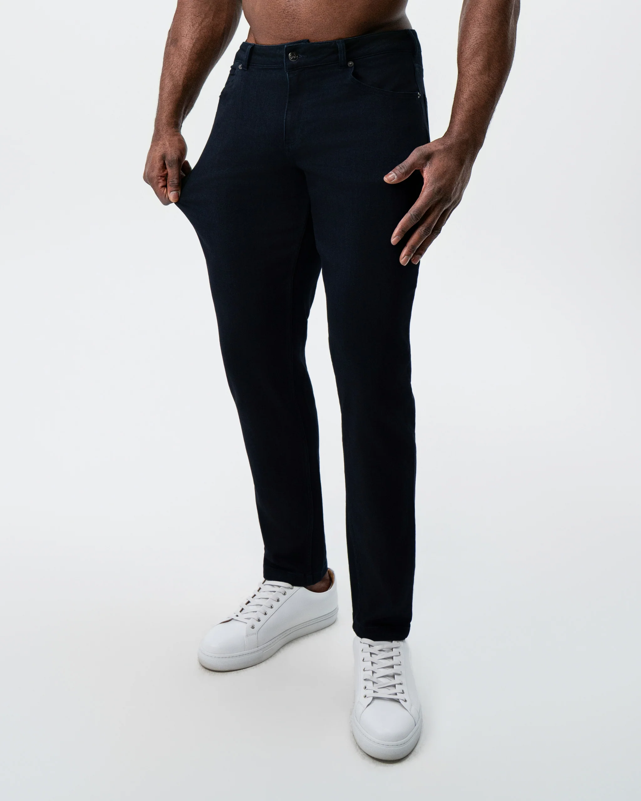 Athletic Fit Stretch Jeans - Navy - Image 2