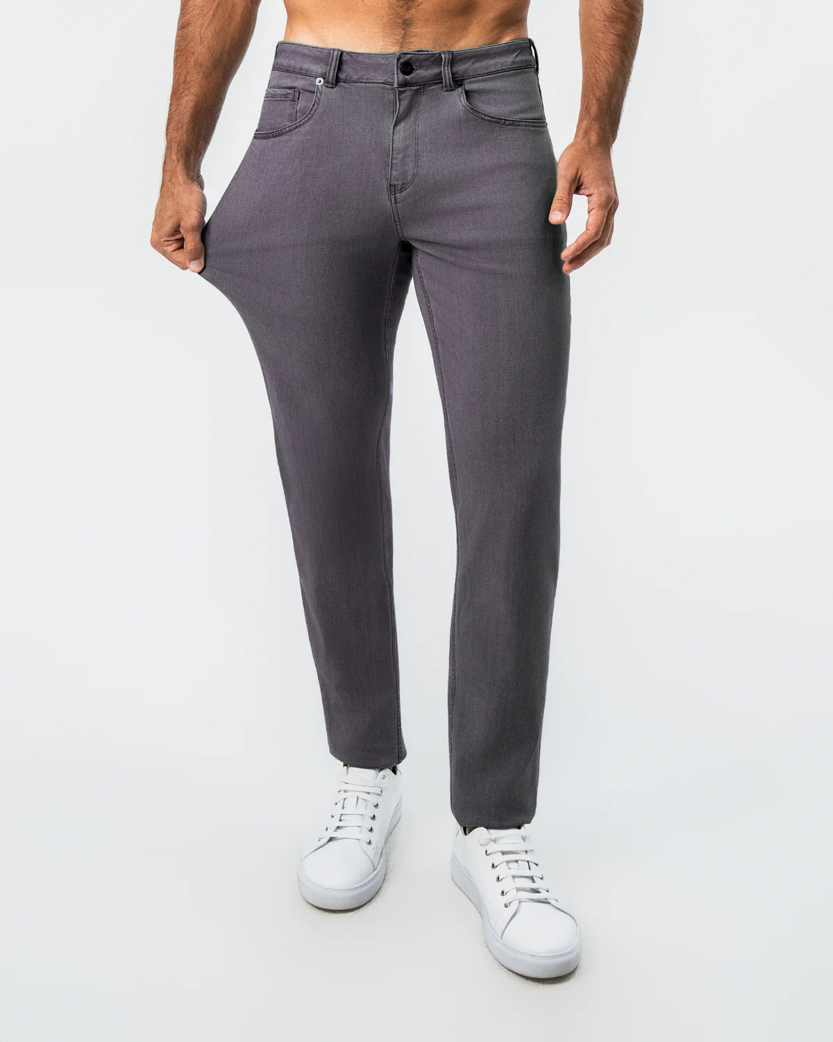 Athletic Fit Stretch Jeans - Slate Grey - Image 2