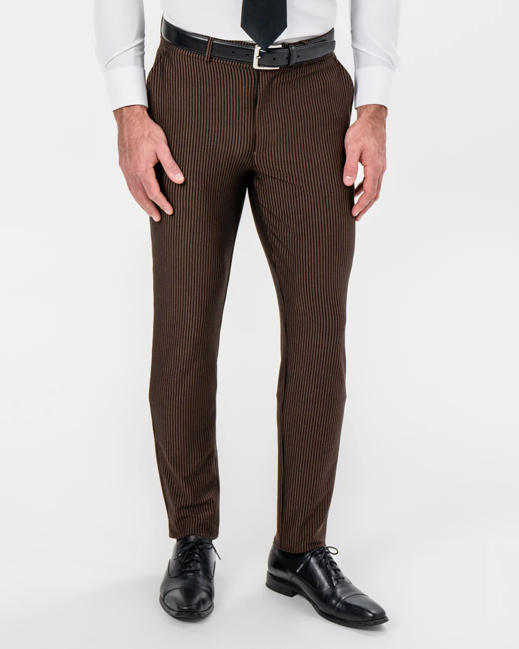 Athletic Fit Stretch Pants - Brown & Black Seersucker