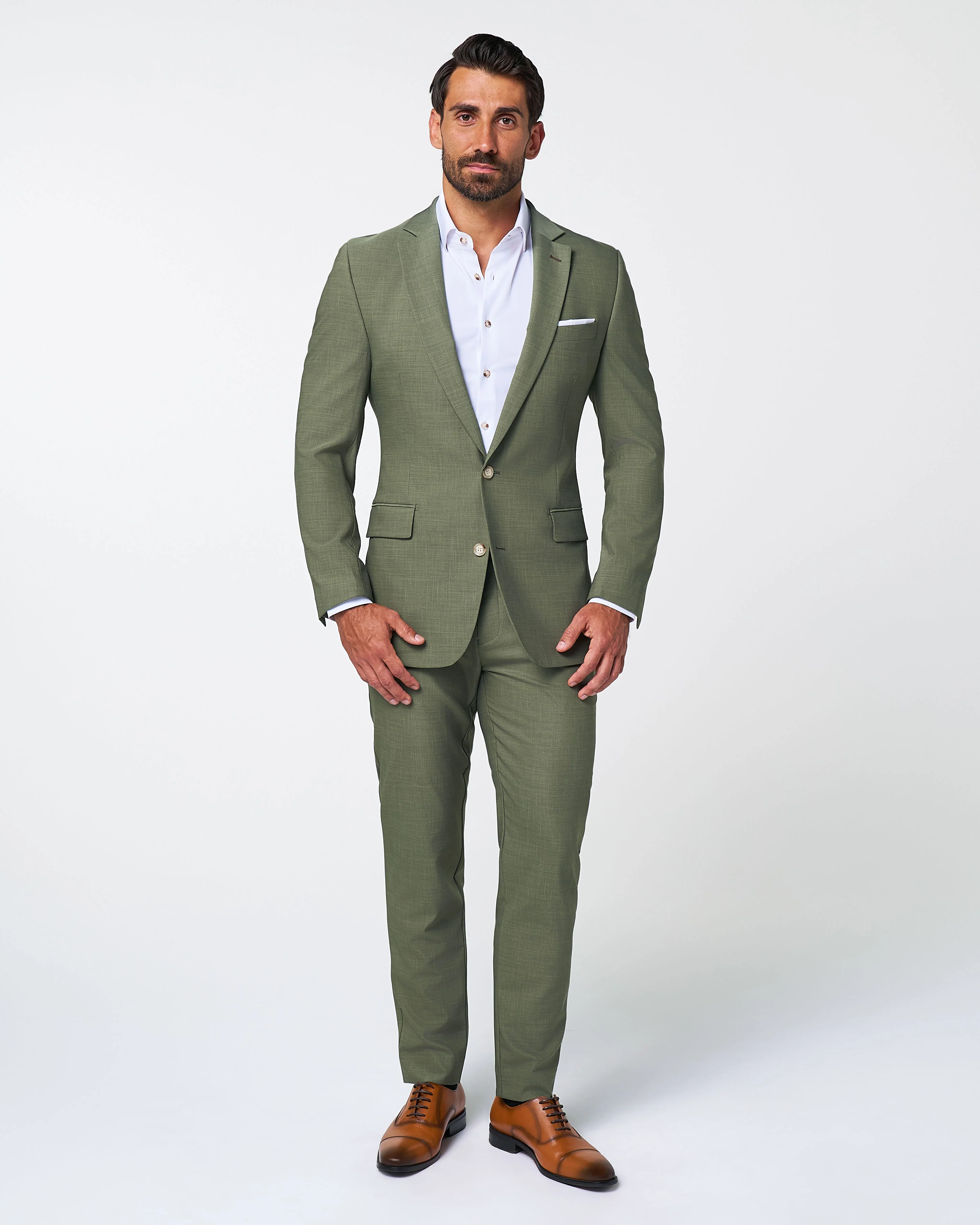 Athletic Fit Stretch Pants - Heathered Forest Green - Image 6