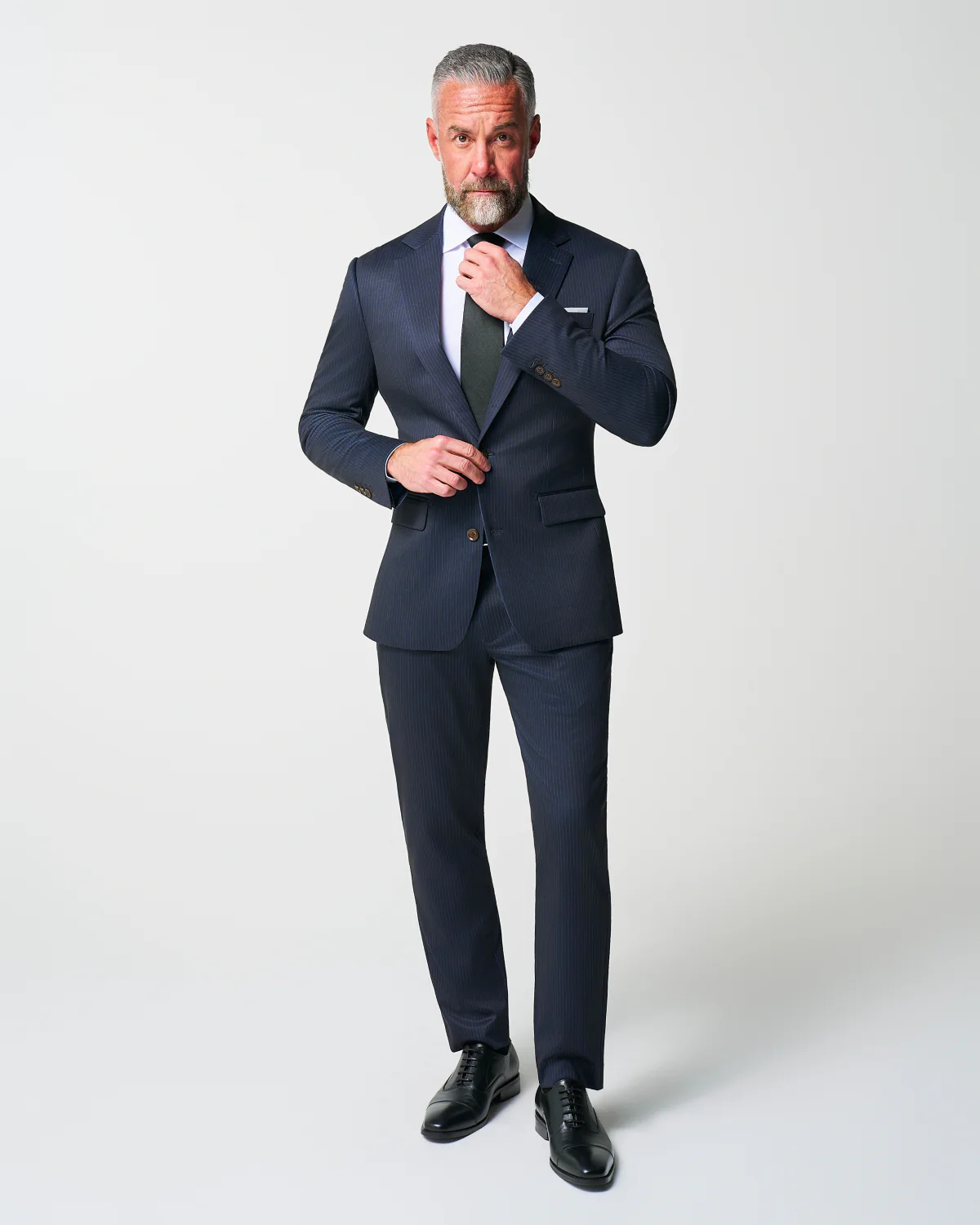 Athletic Fit Stretch Suit - Knit Blue Chalk Stripe