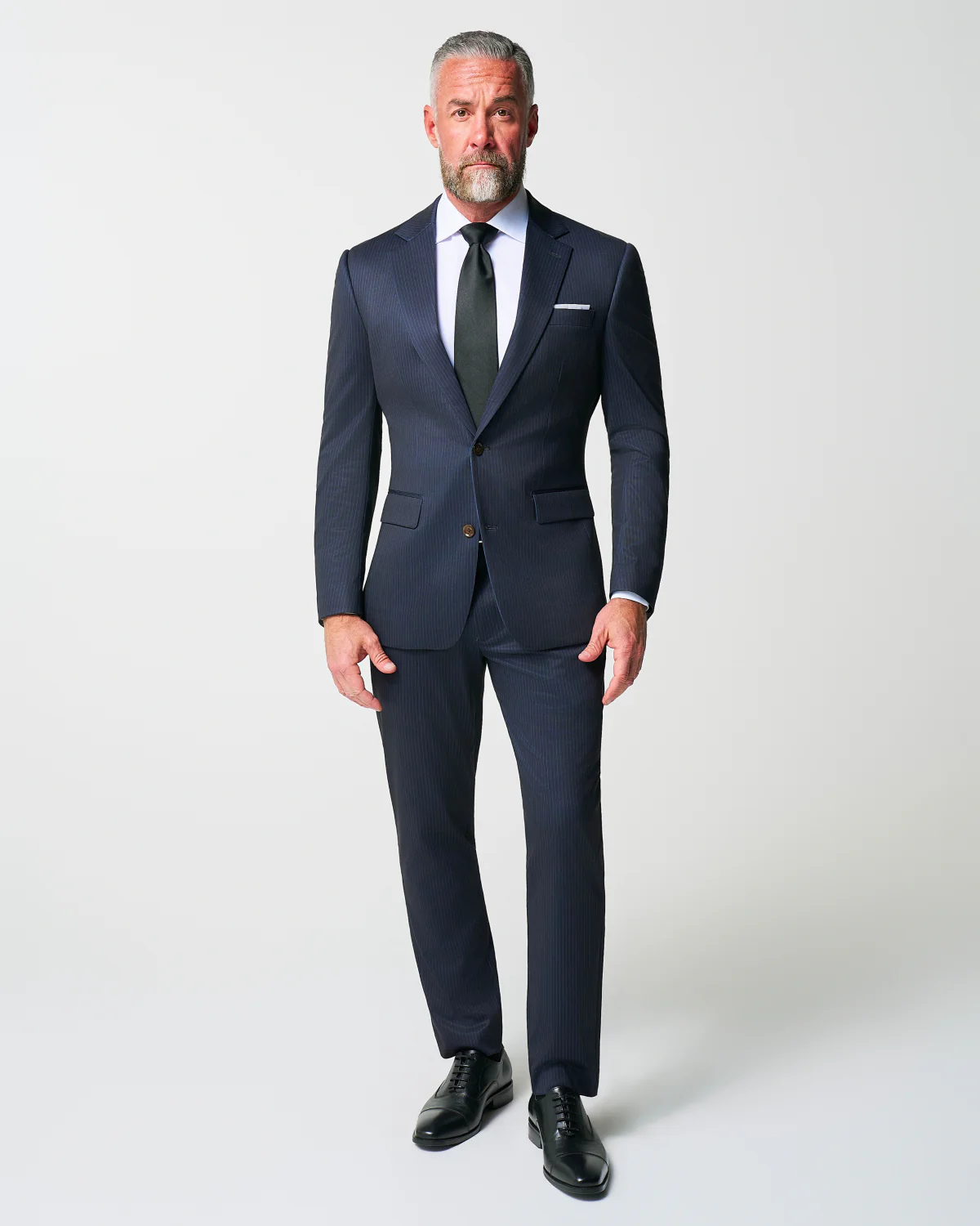 Athletic Fit Stretch Suit - Knit Blue Chalk Stripe - Image 4
