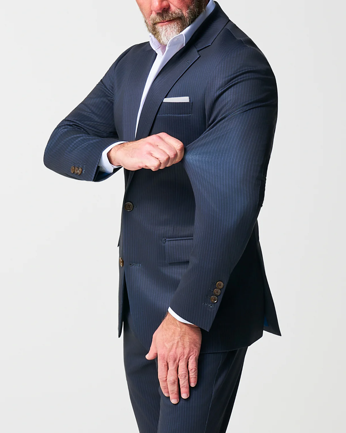 Athletic Fit Stretch Suit - Knit Blue Chalk Stripe - Image 7
