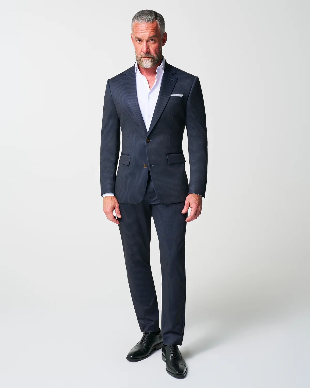 Athletic Fit Stretch Suit - Knit Blue Chalk Stripe - Image 8
