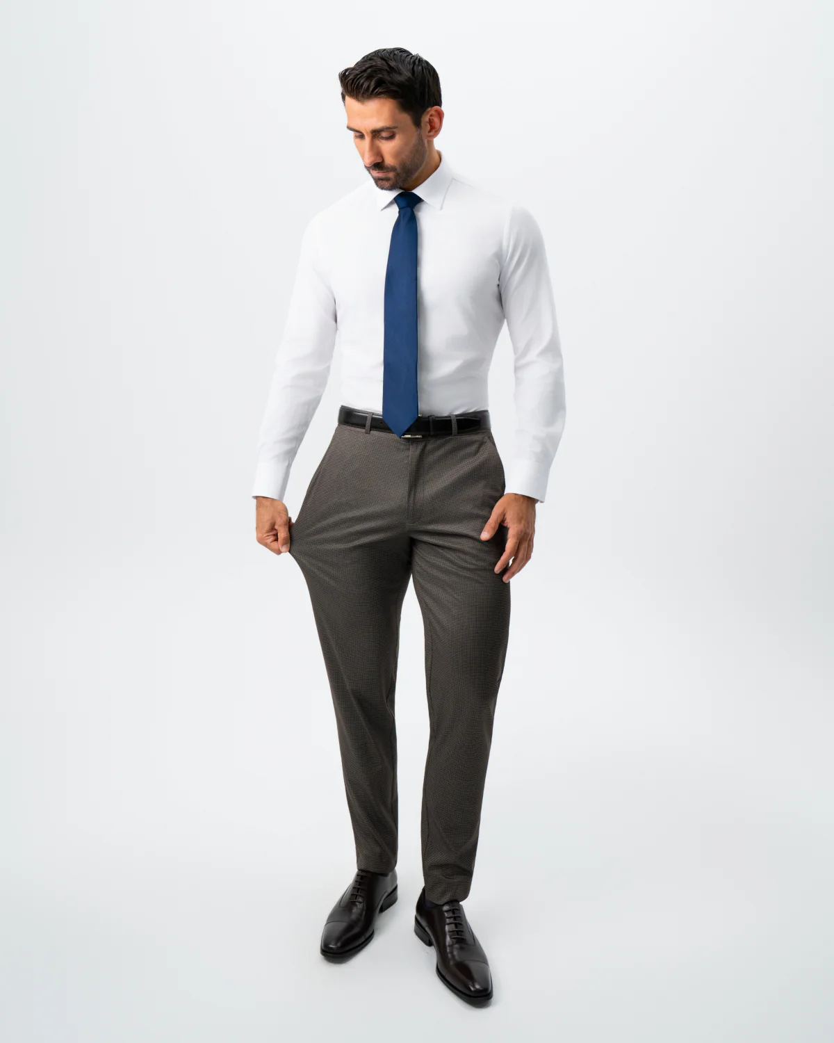 Athletic Fit Stretch Suit - Brown Houndstooth - Image 6