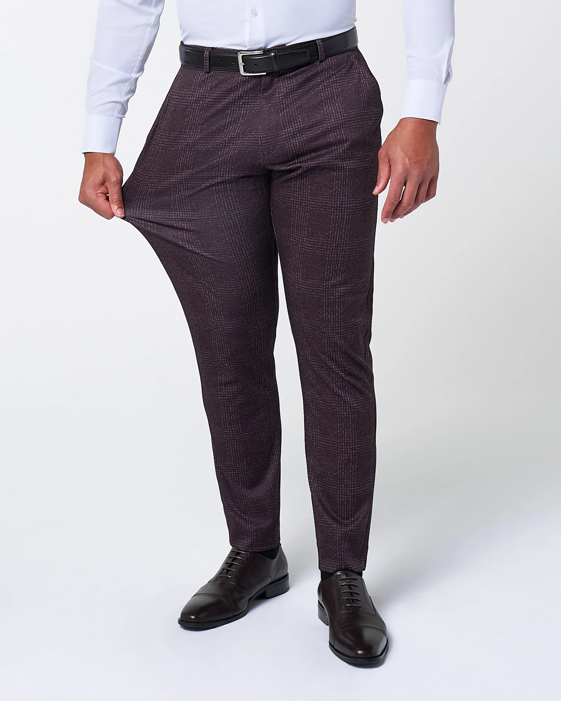 Athletic Fit Stretch Suit - Burgundy Big Plaid - Image 5