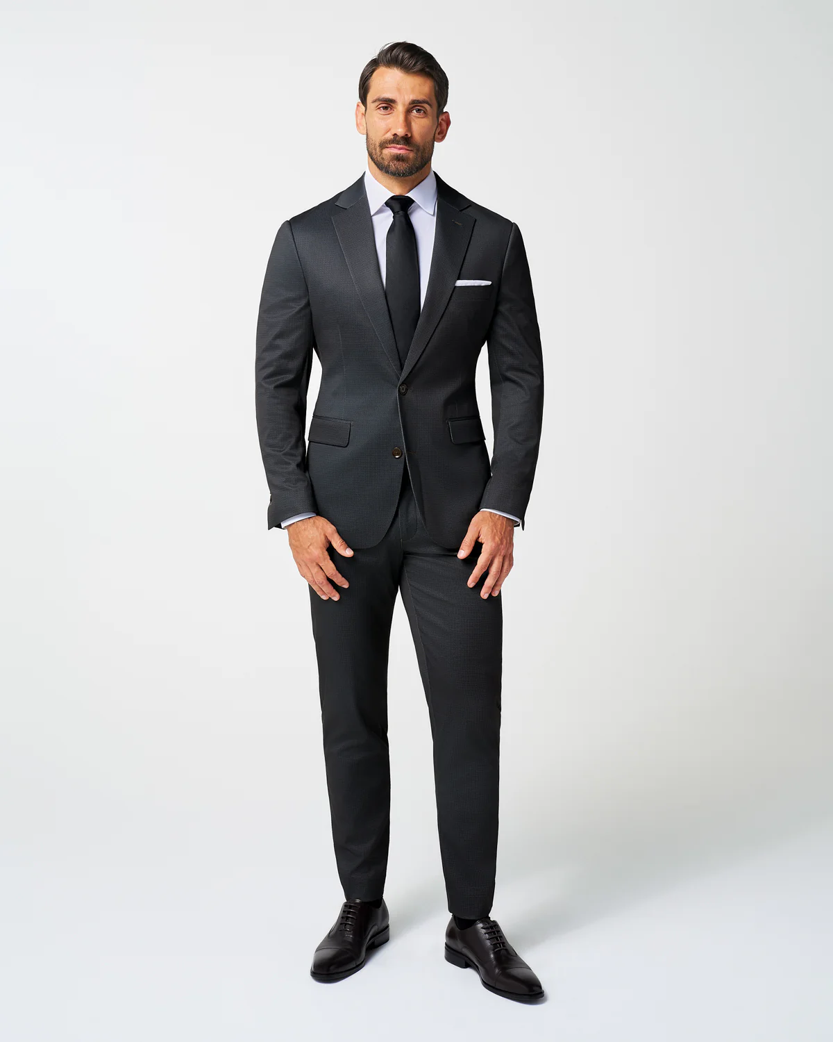 Athletic Fit Stretch Suit - Charcoal Microcheck - Image 5