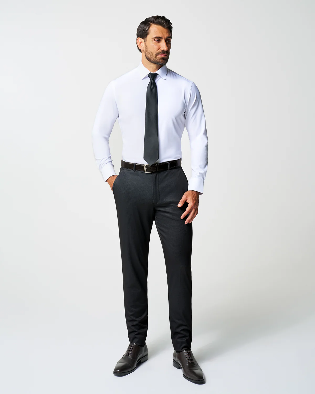 Athletic Fit Stretch Suit - Charcoal Microcheck - Image 6