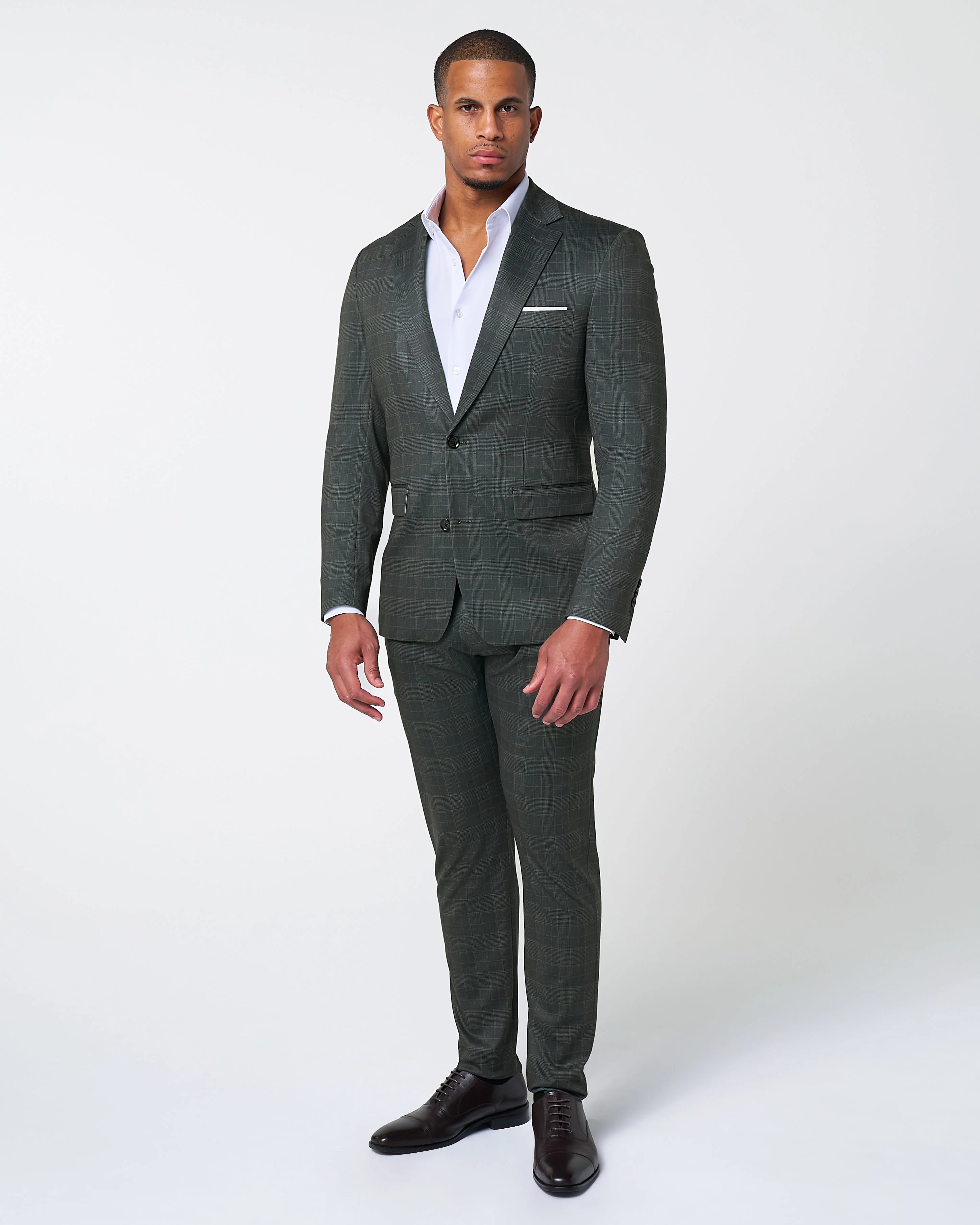 Athletic Fit Stretch Suit - Charcoal Plaid