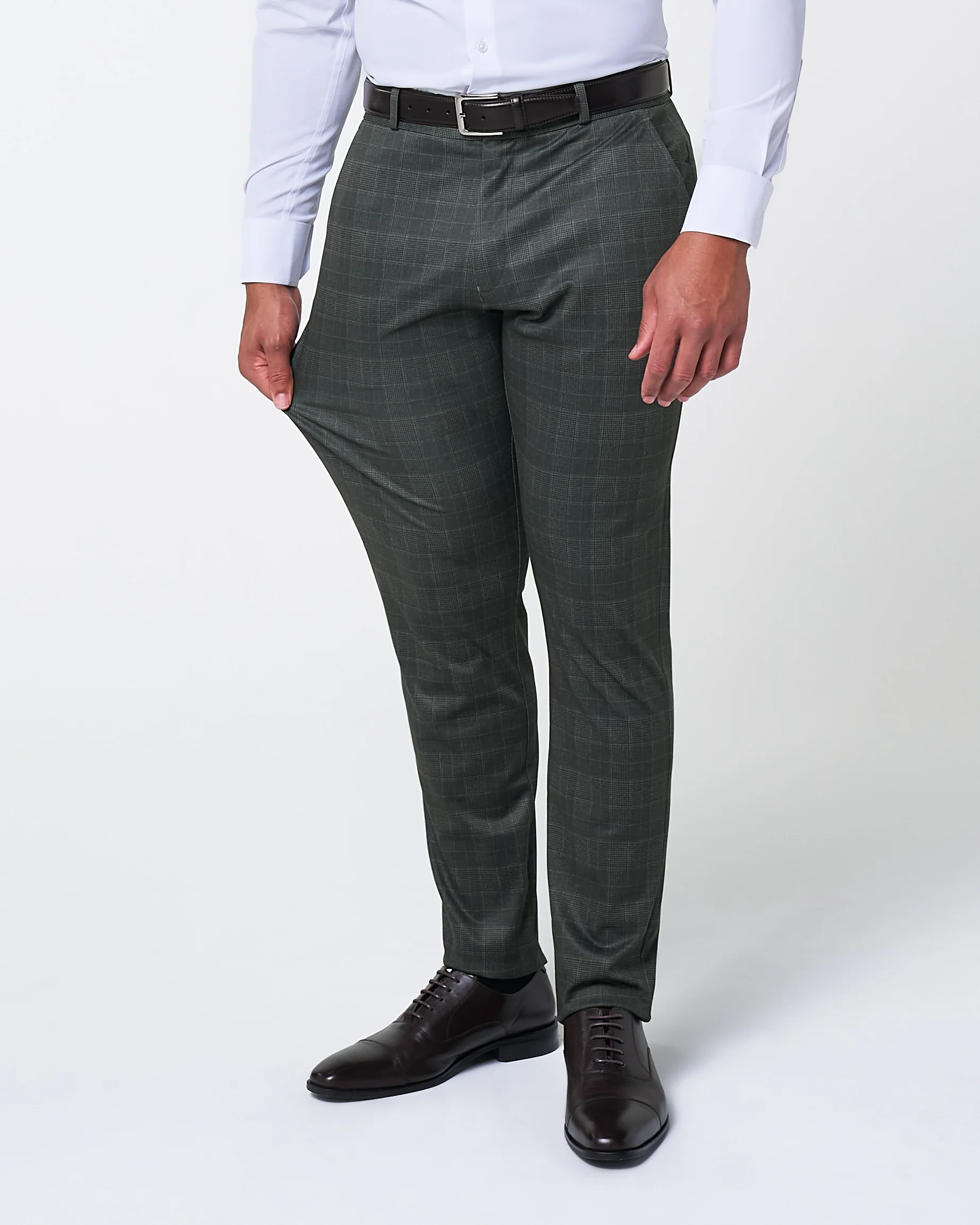 Athletic Fit Stretch Suit - Charcoal Plaid - Image 4