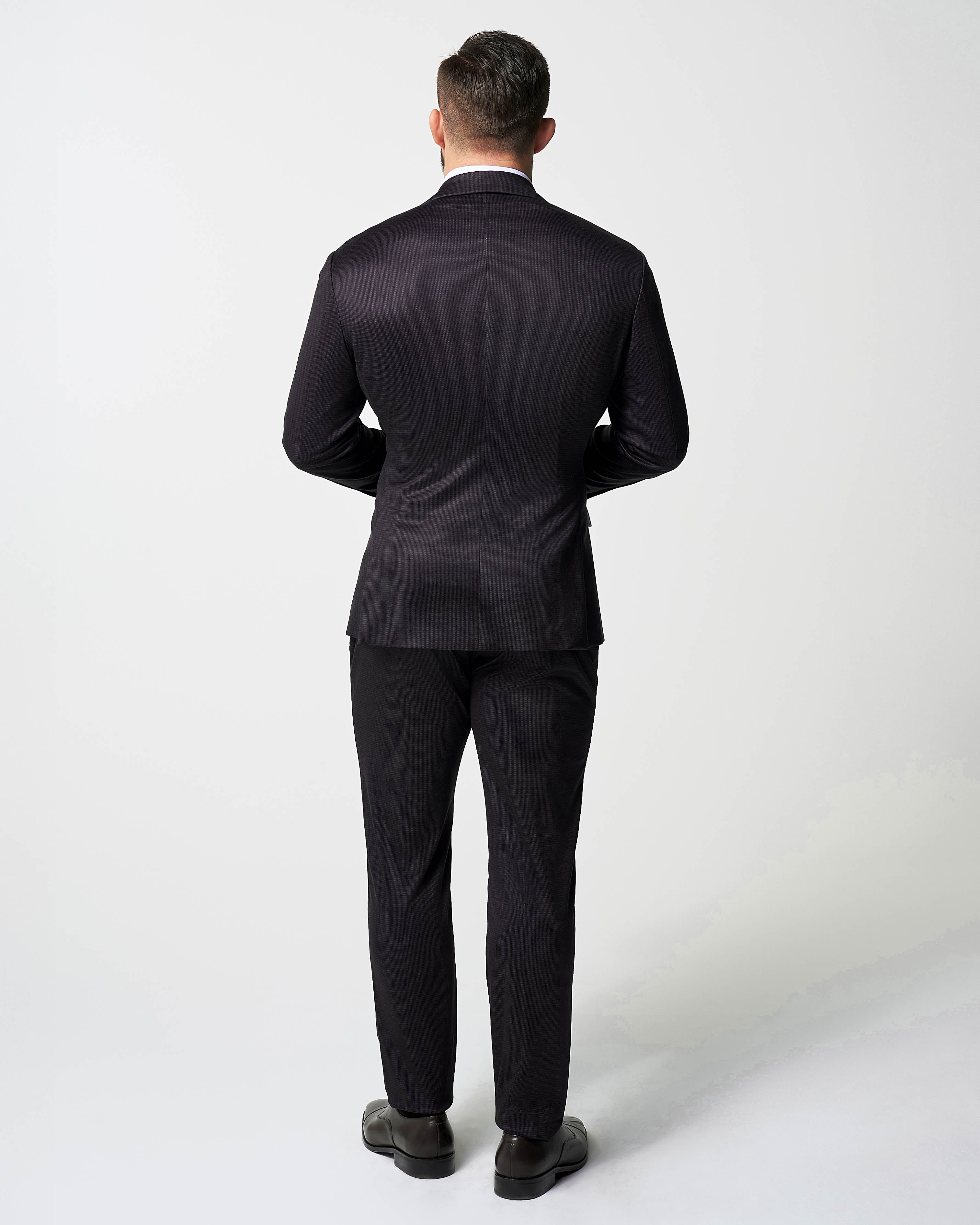 Athletic Fit Stretch Suit - Deep Burgundy Microcheck - Image 3