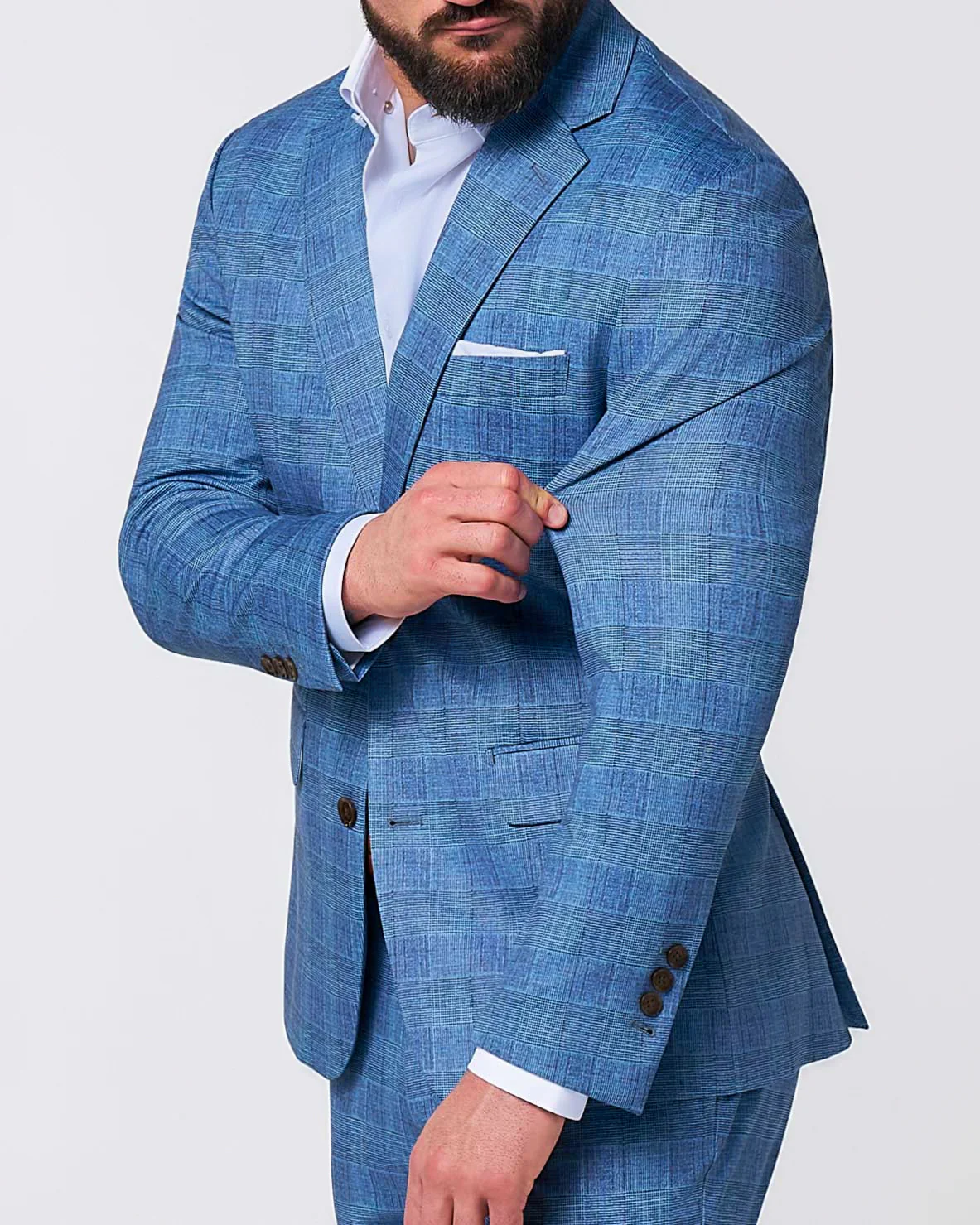 Athletic Fit Stretch Suit - Electric Blue Plaid - Image 2