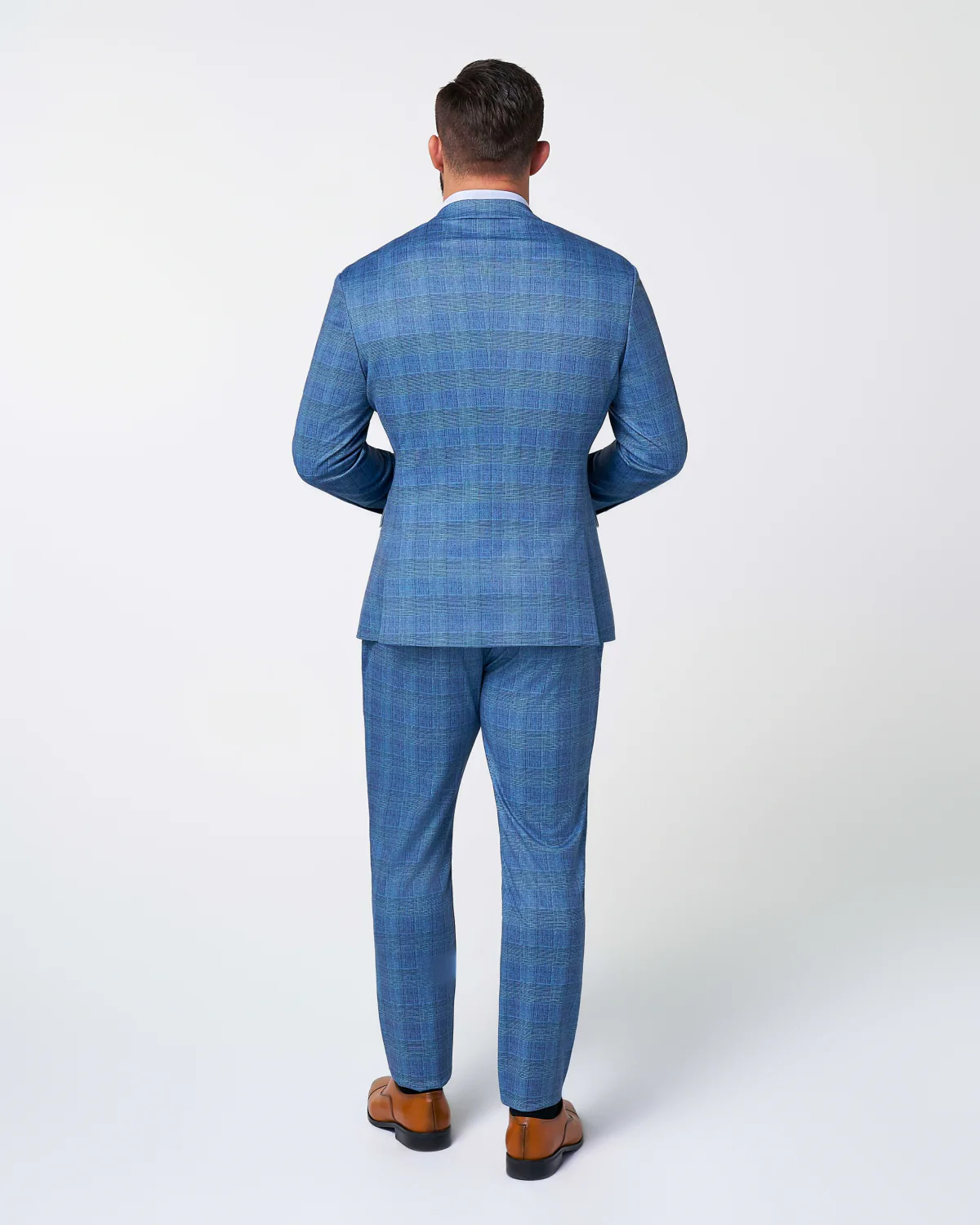 Athletic Fit Stretch Suit - Electric Blue Plaid - Image 4