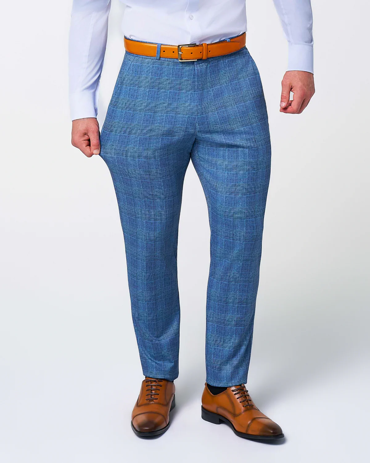 Athletic Fit Stretch Suit - Electric Blue Plaid - Image 5