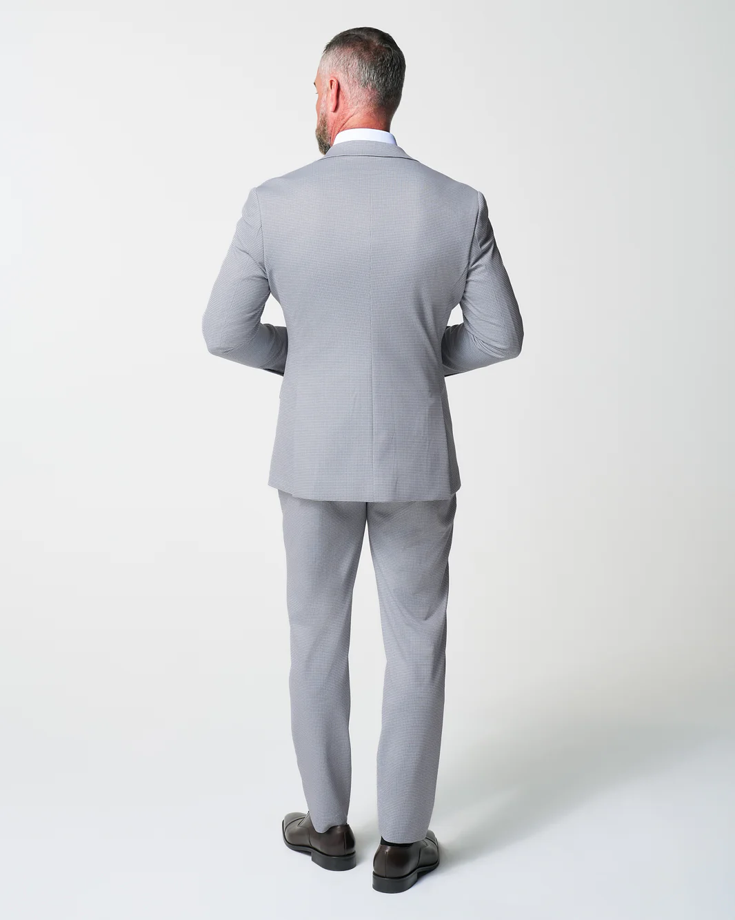 Athletic Fit Stretch Suit - Grey Houndstooth Microcheck - Image 4