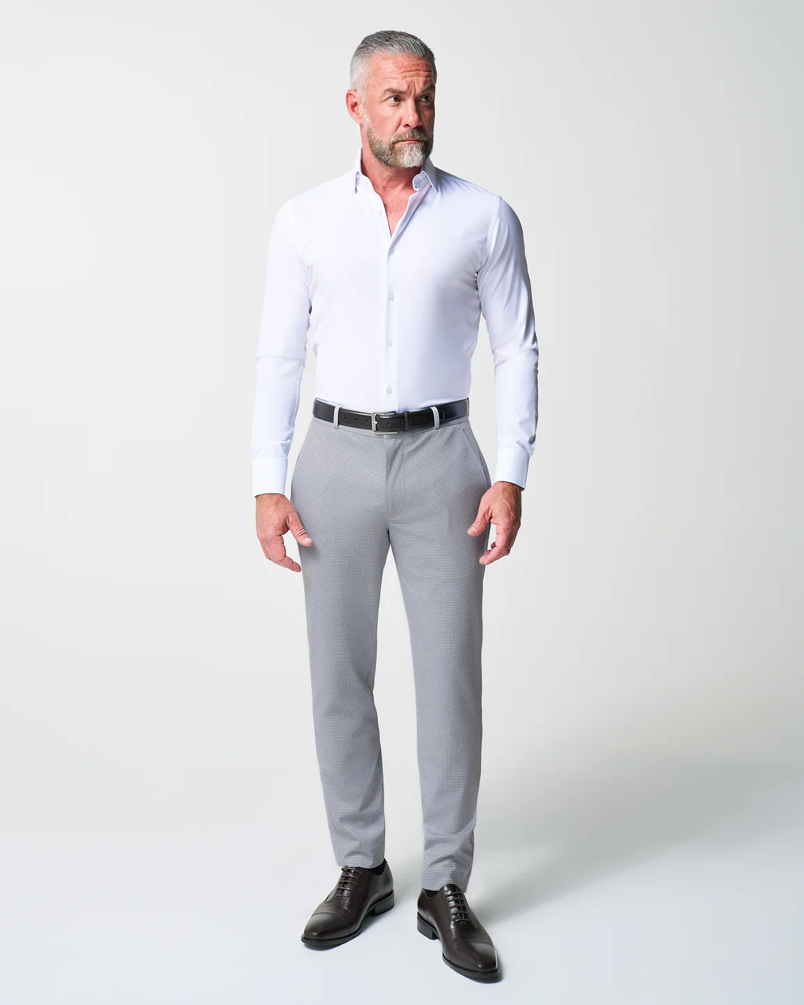 Athletic Fit Stretch Suit - Grey Houndstooth Microcheck - Image 5