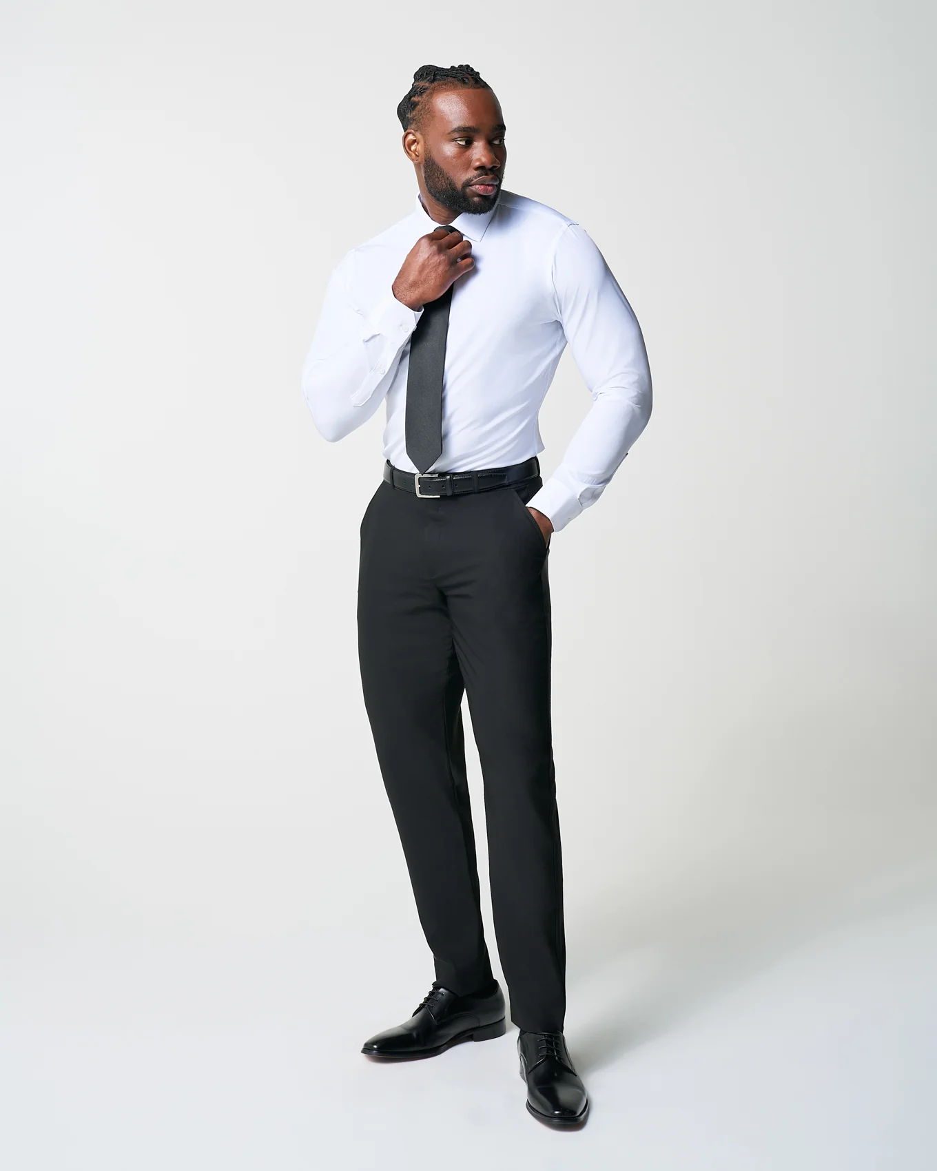 Athletic Fit Stretch Suit - Heathered Black - Image 5