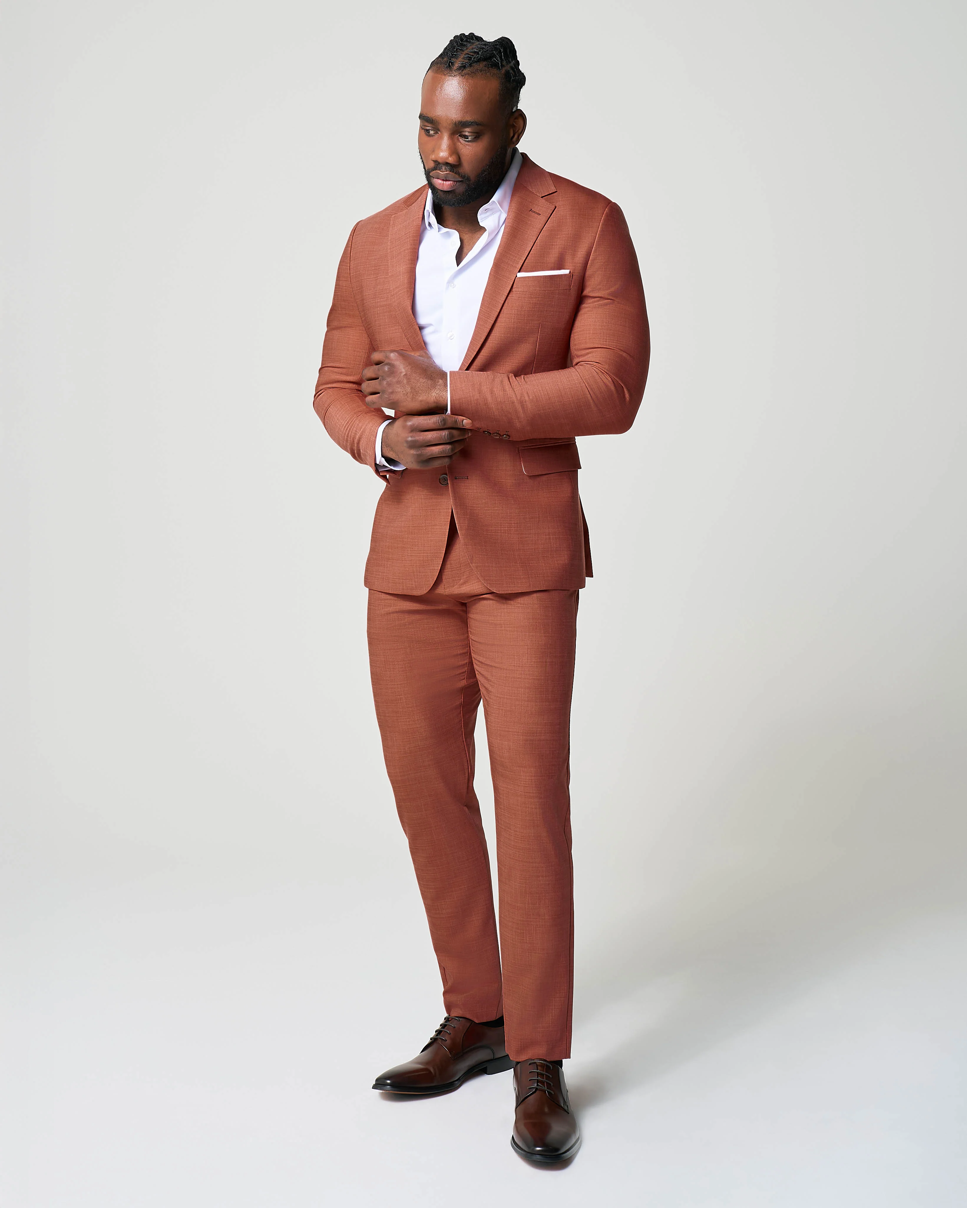 Athletic Fit Stretch Suit - Heathered Burnt Orange - Image 3