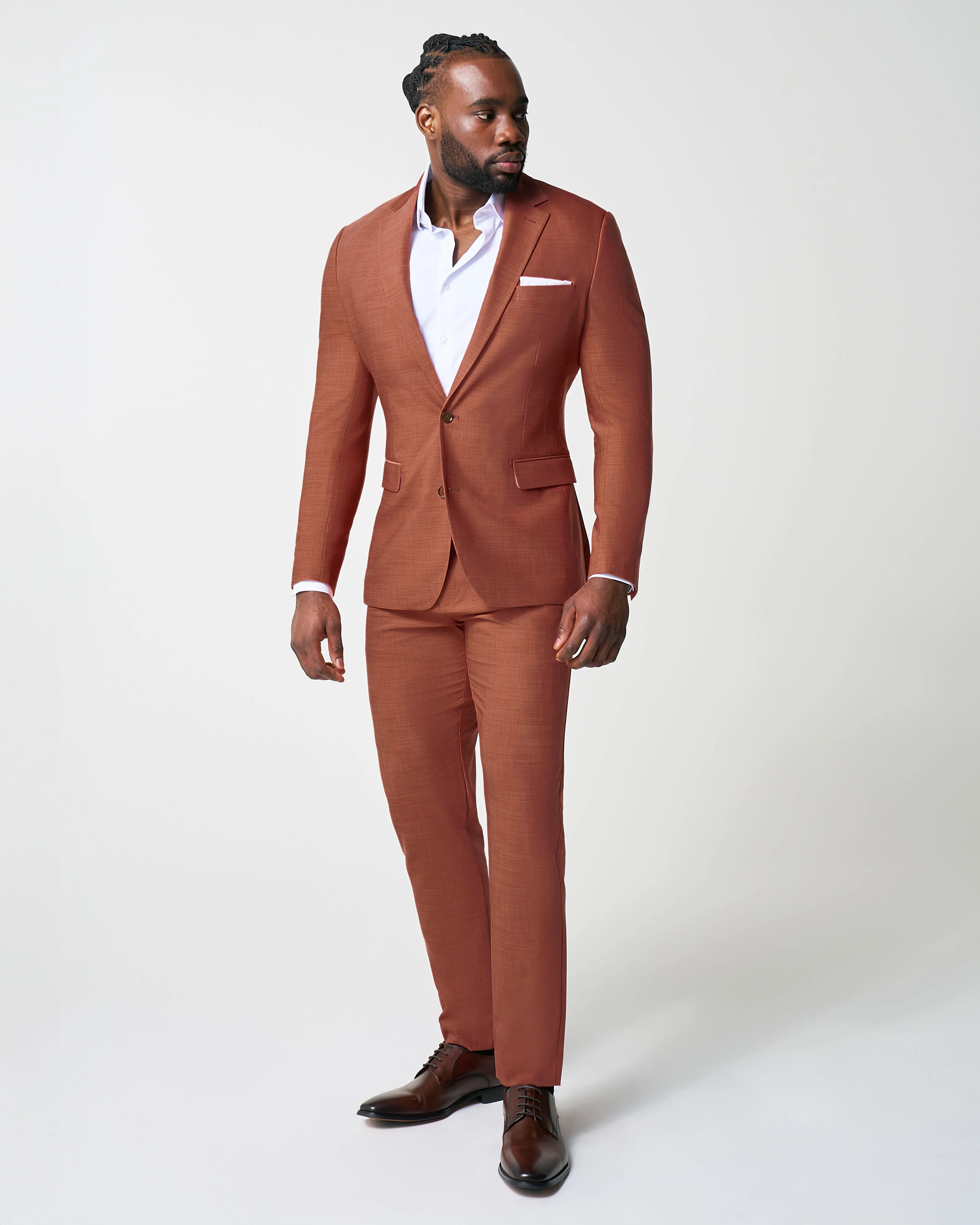 Athletic Fit Stretch Blazer - Heathered Burnt Orange - Image 5