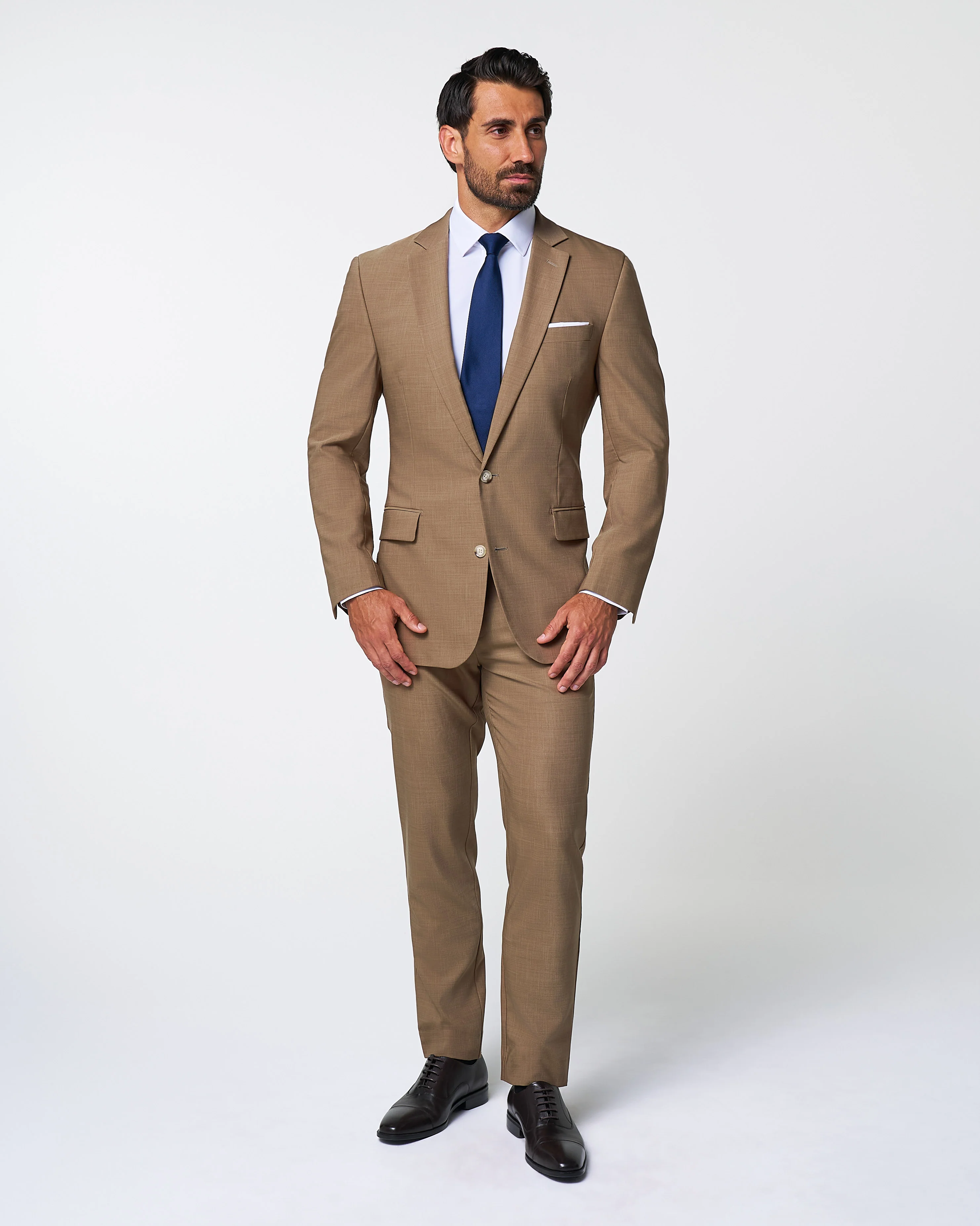 Athletic Fit Stretch Suit - Heathered Cappuccino